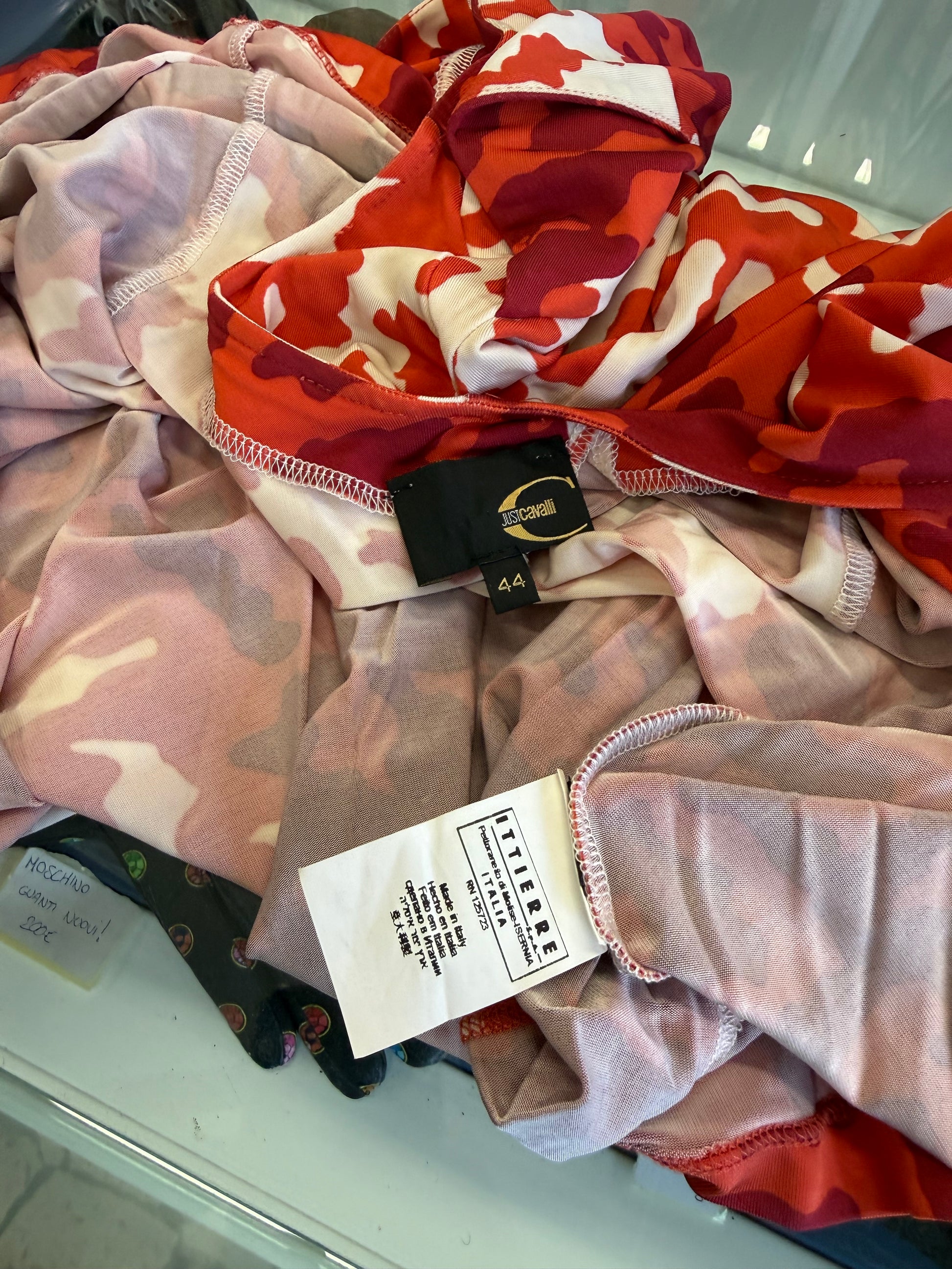 Abito Roberto Cavalli mimetico rosso 2000s