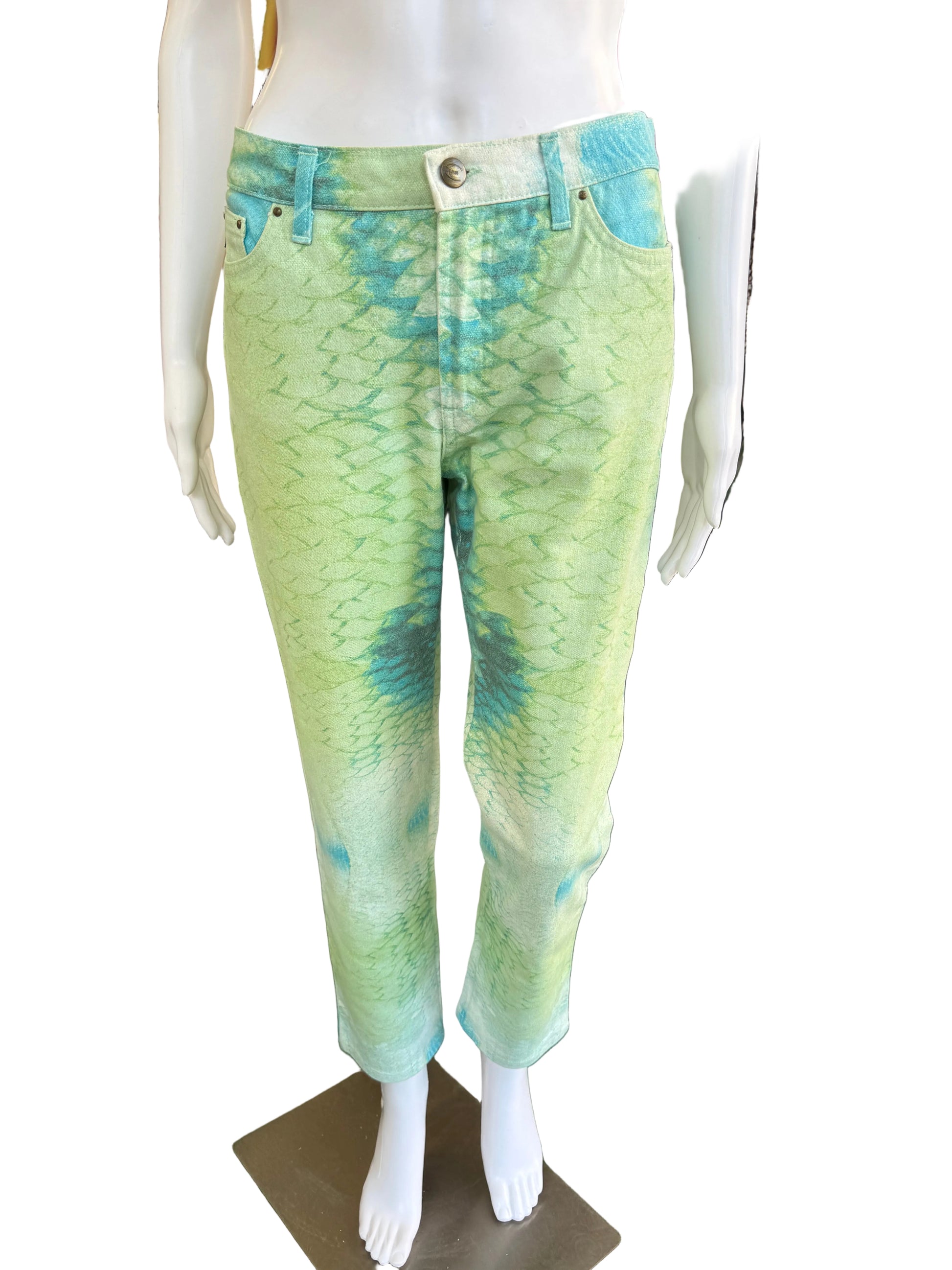 Jeans Roberto Cavalli green fish 2000s