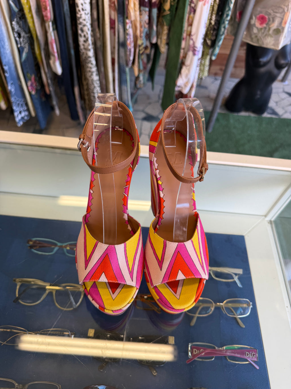 Sandali zeppa Missoni gemoetria multicolore nuovi