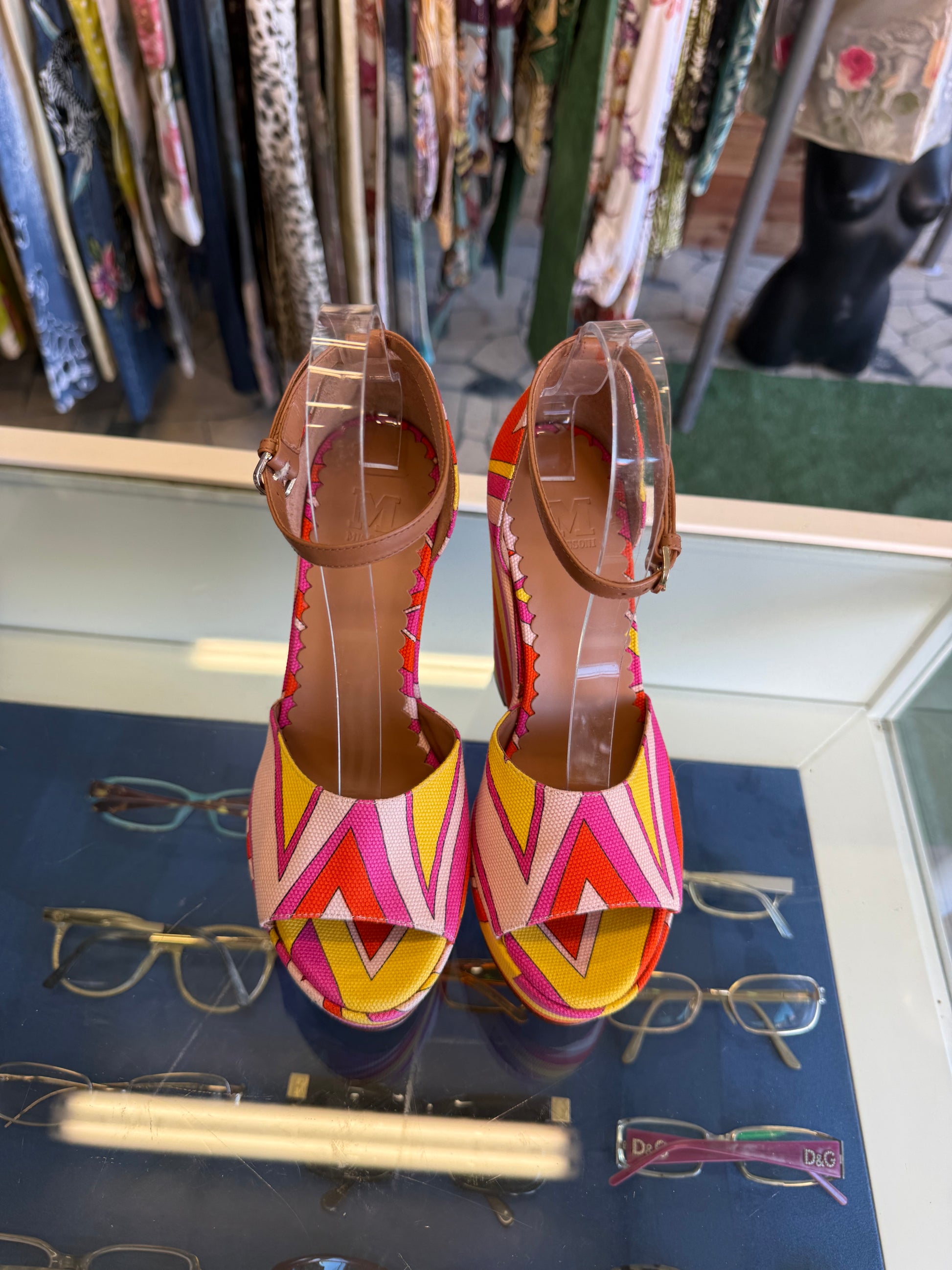 Sandali zeppa Missoni gemoetria multicolore nuovi