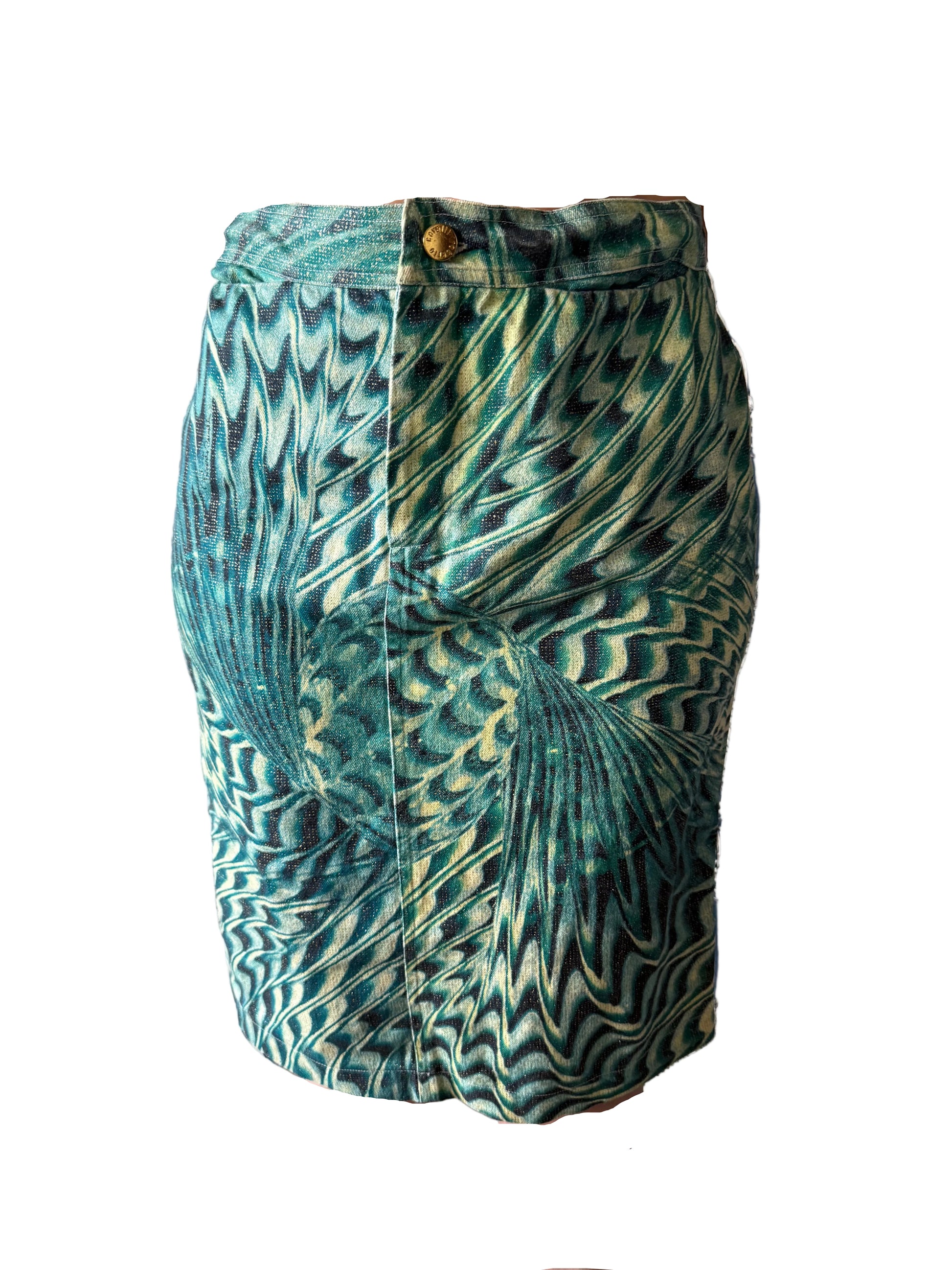Gonna Roberto Cavalli SS2001 stampa psichedelica verde