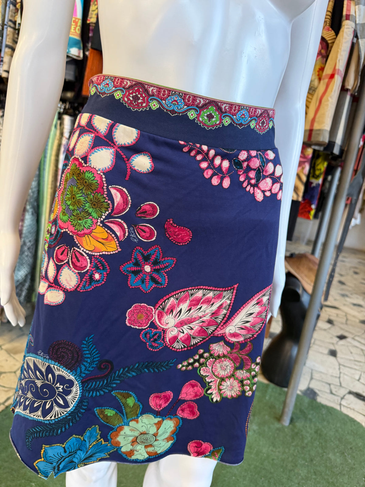 Gonna Etro stampa fiori e iconico paisley 2010s