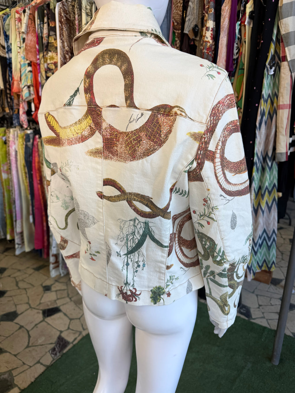 Giacca chiodo Roberto Cavalli serpente e piante 00s