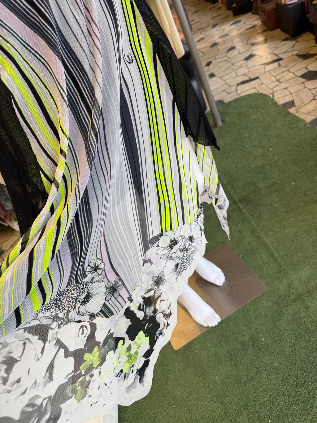 Gonna Roberto Cavalli righe e fiori 00s