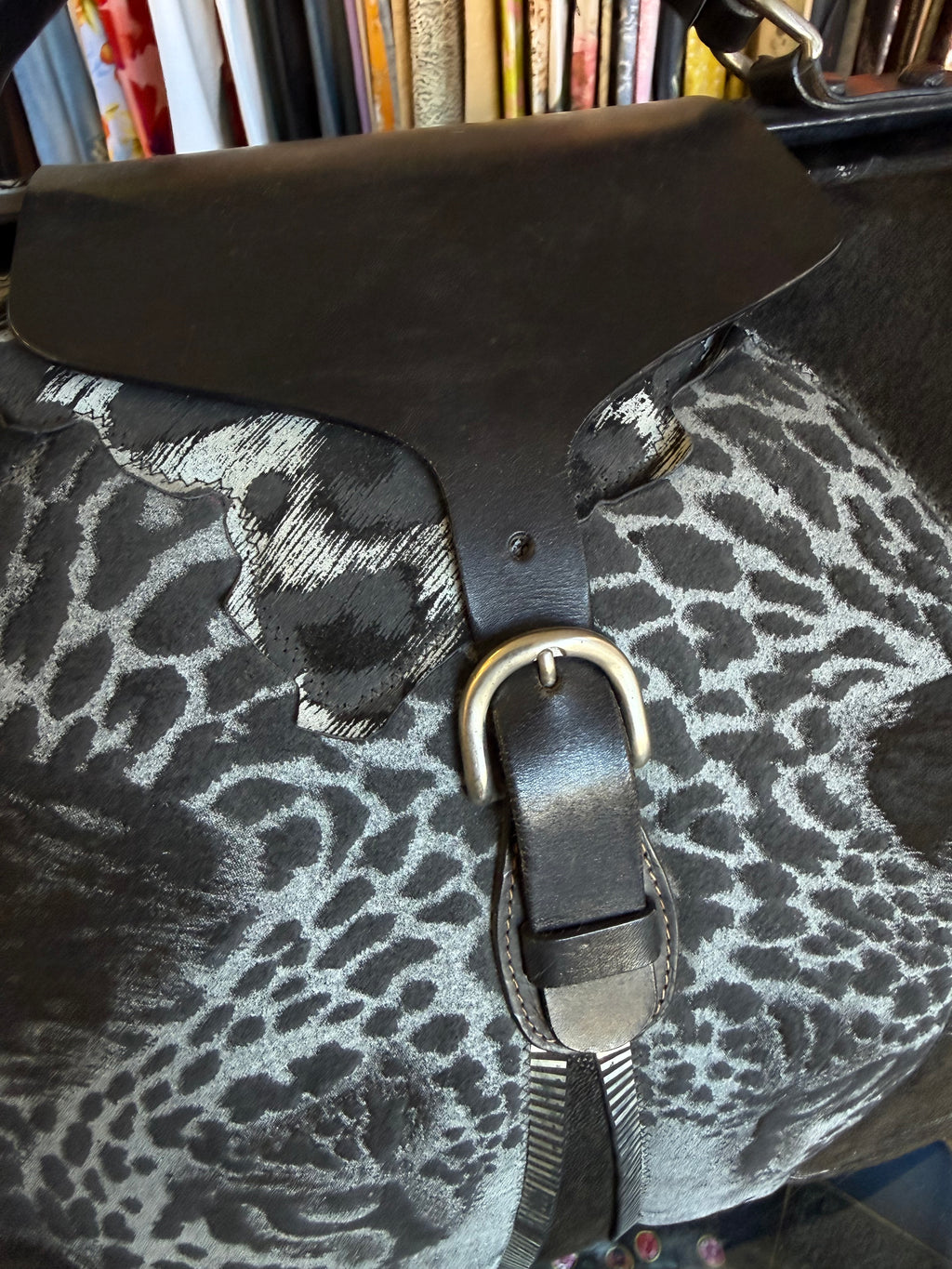 Borsa Roberto Cavalli da viaggio giaguaro patchwork anni 80