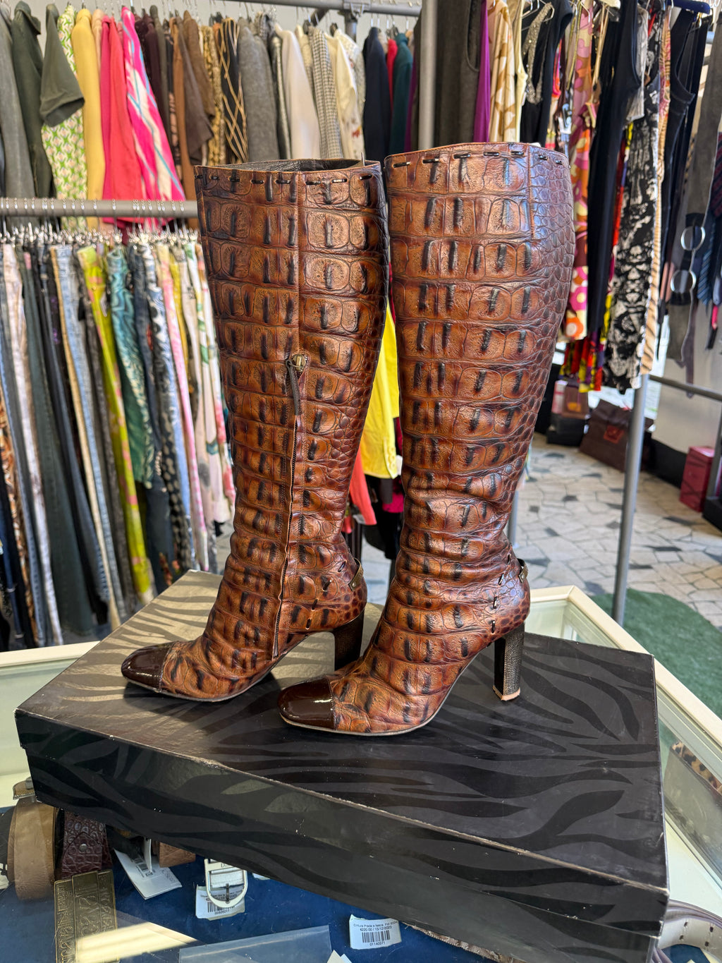 Stivali Roberto Cavalli FW2006 coccodrillo stampato