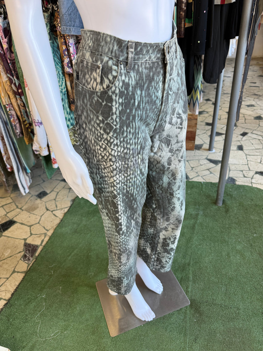 Jeans Roberto Cavalli pitone azzurro 00s