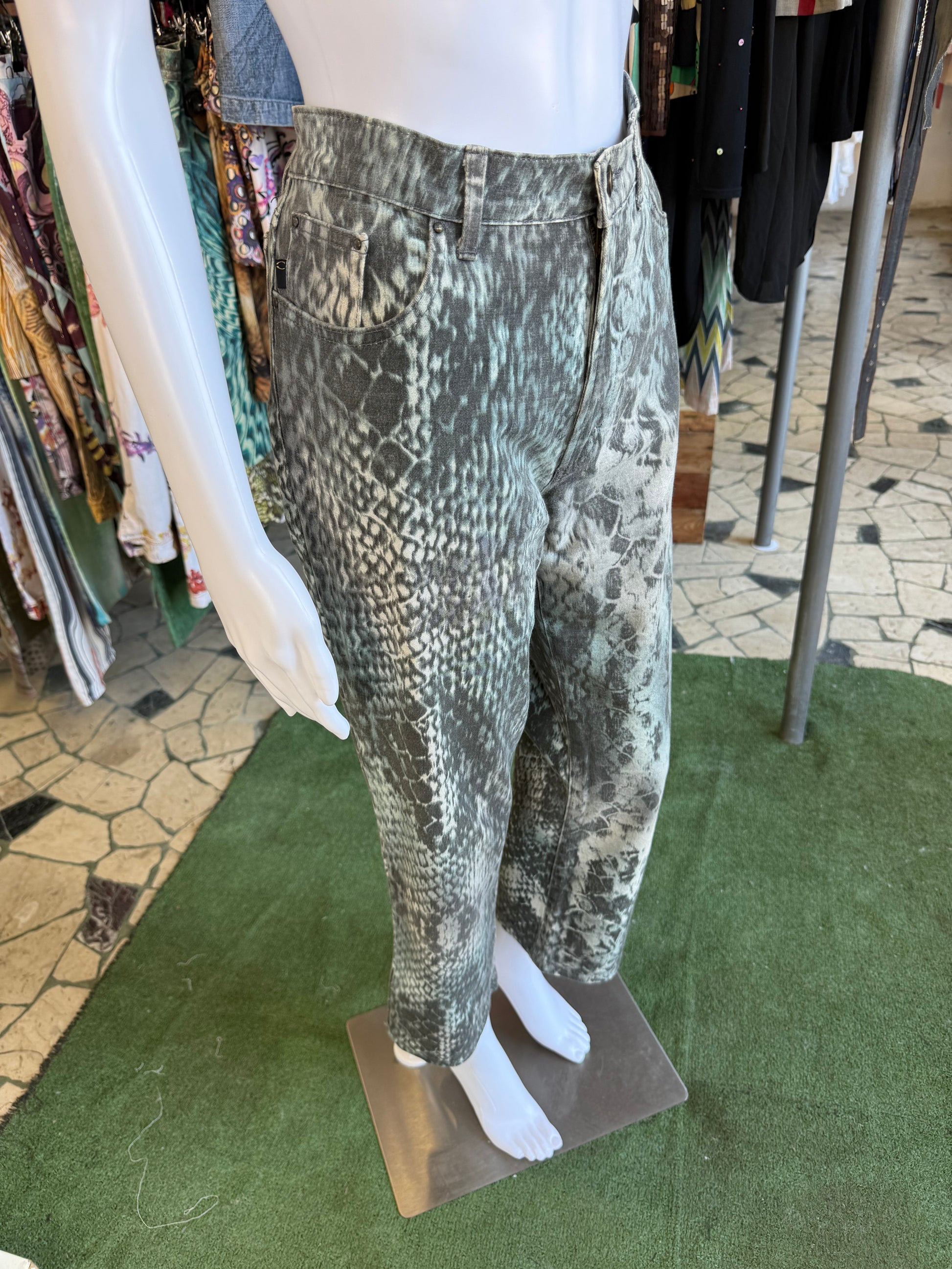 Jeans Roberto Cavalli pitone azzurro 00s