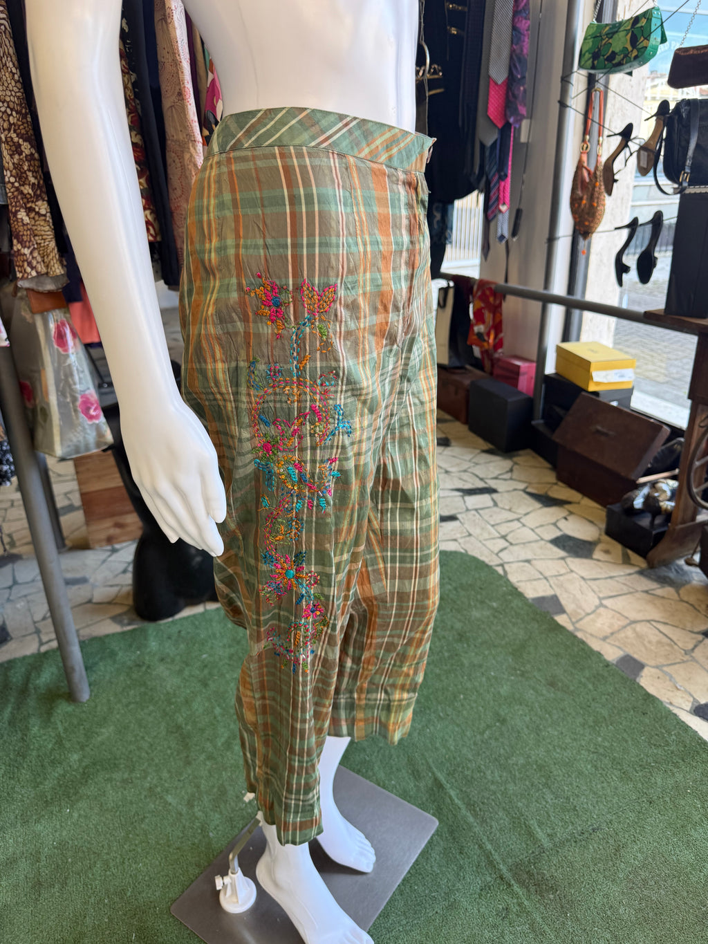 Pantalone Giorgio Kauten seta ricamato 00s