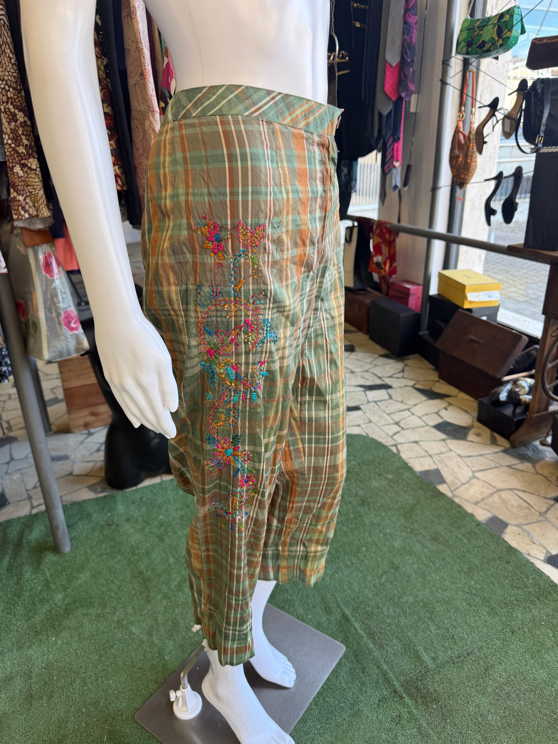 Pantalone Giorgio Kauten seta ricamato 00s