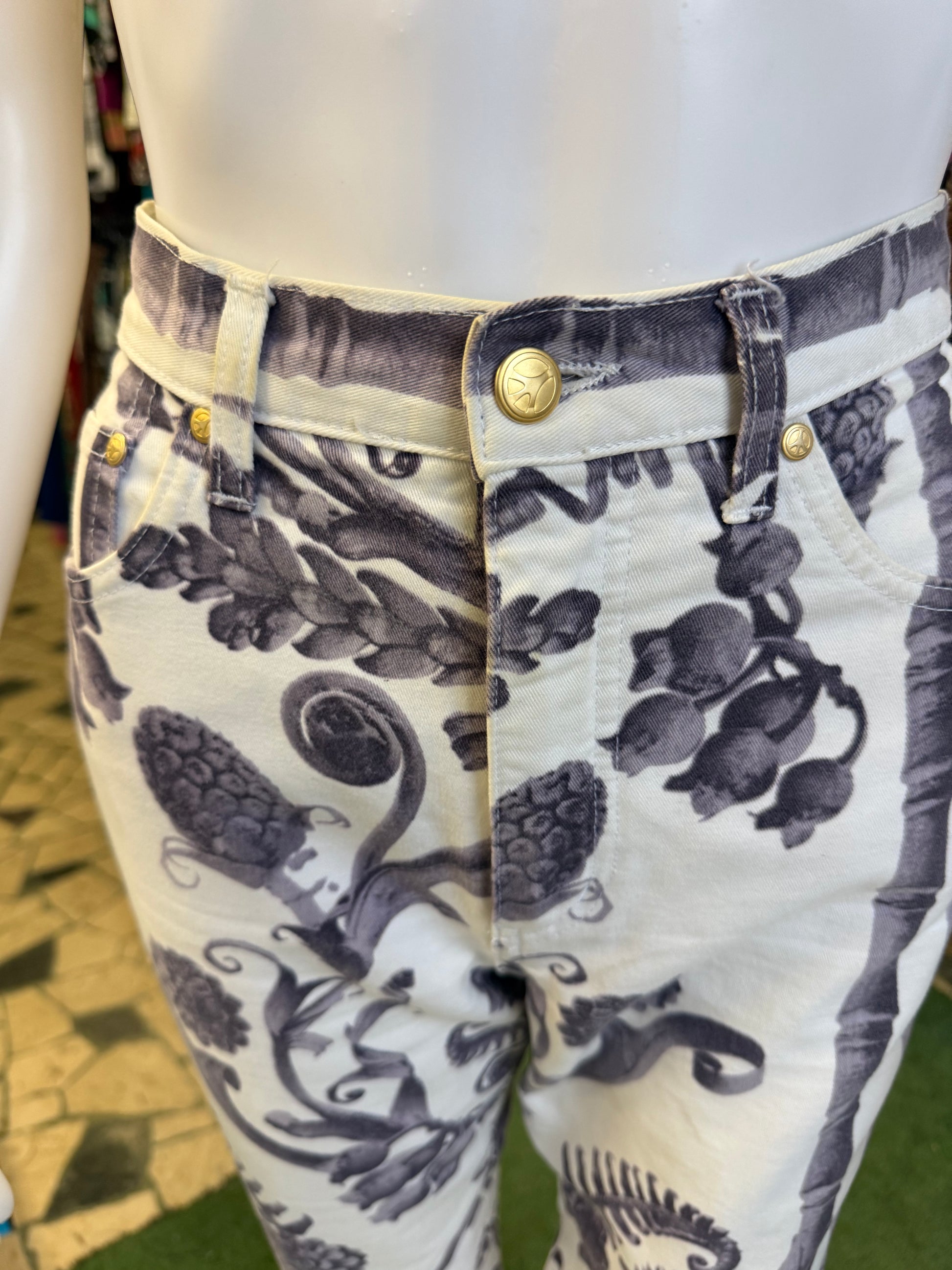 Jeans Moschino fiori e bambù 90s