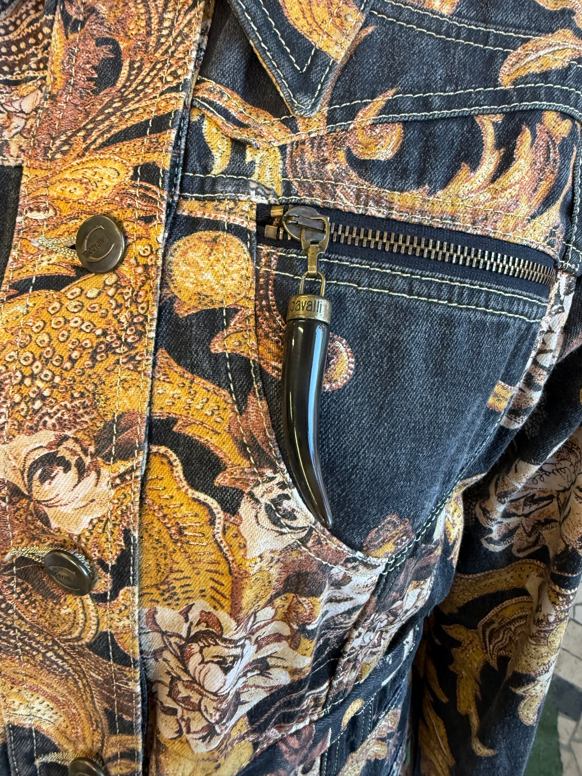 Giacca Roberto Cavalli barocco dorato 00s