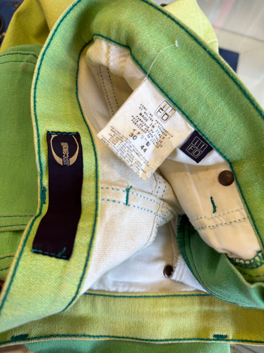 Jeans Roberto Cavalli verde iguana 00s