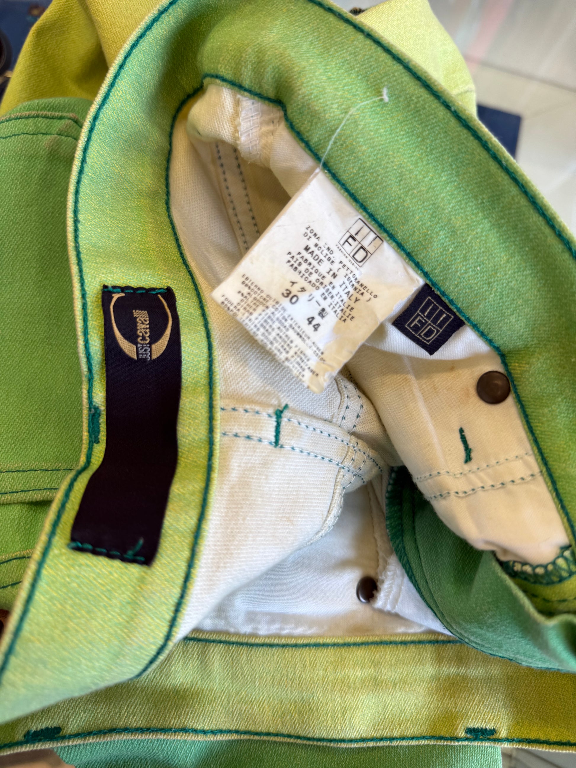 Jeans Roberto Cavalli verde iguana 00s