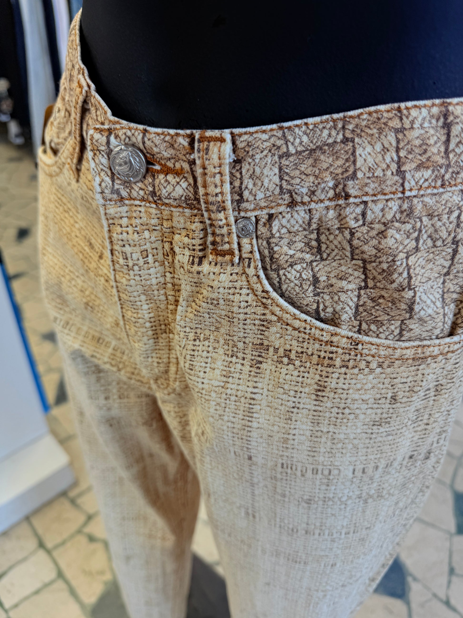 Jeans Roberto Cavalli SS1997 fieno e paglia giallo