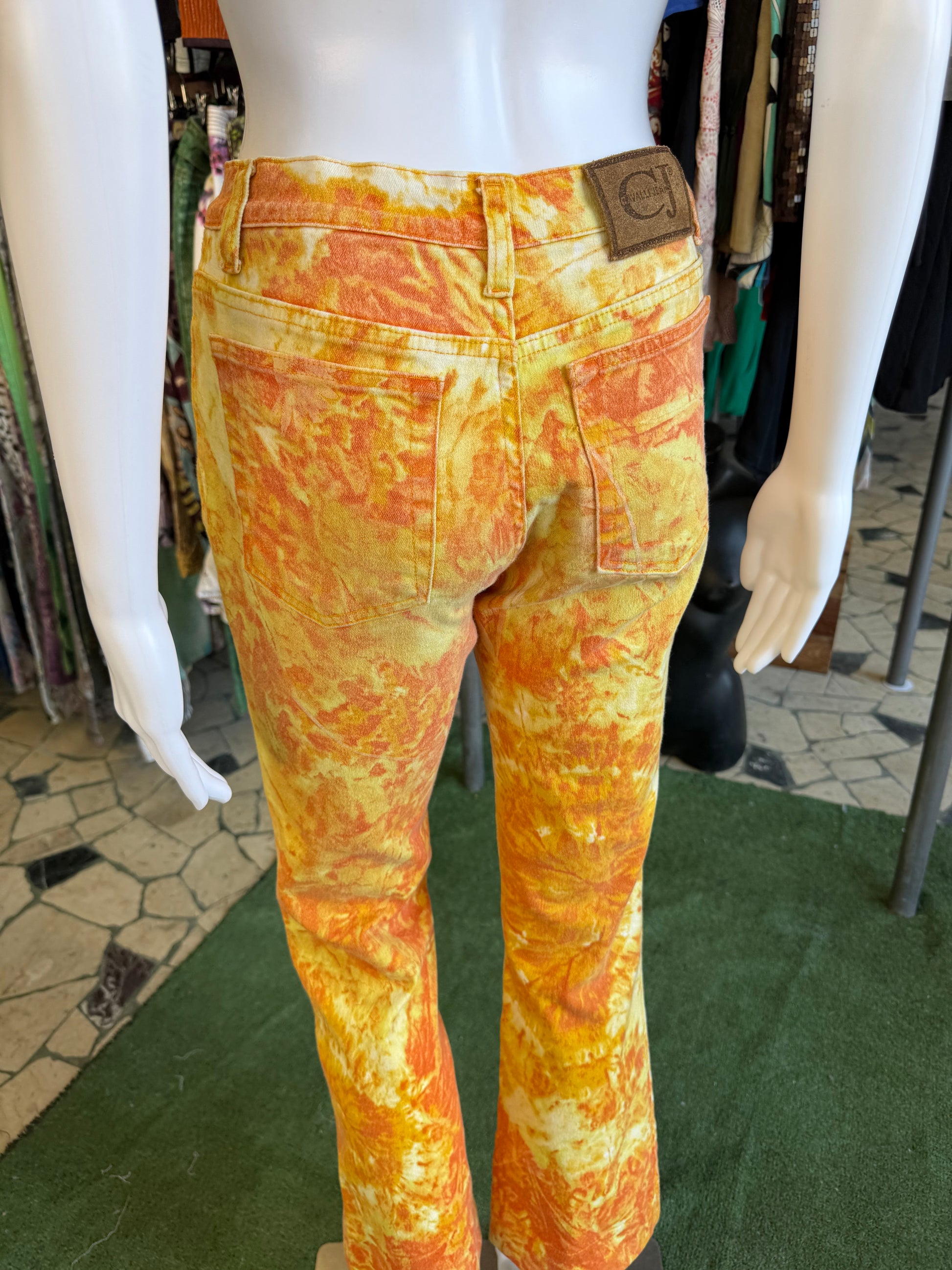 Jeans Roberto Cavalli  fiori arancioni 90s