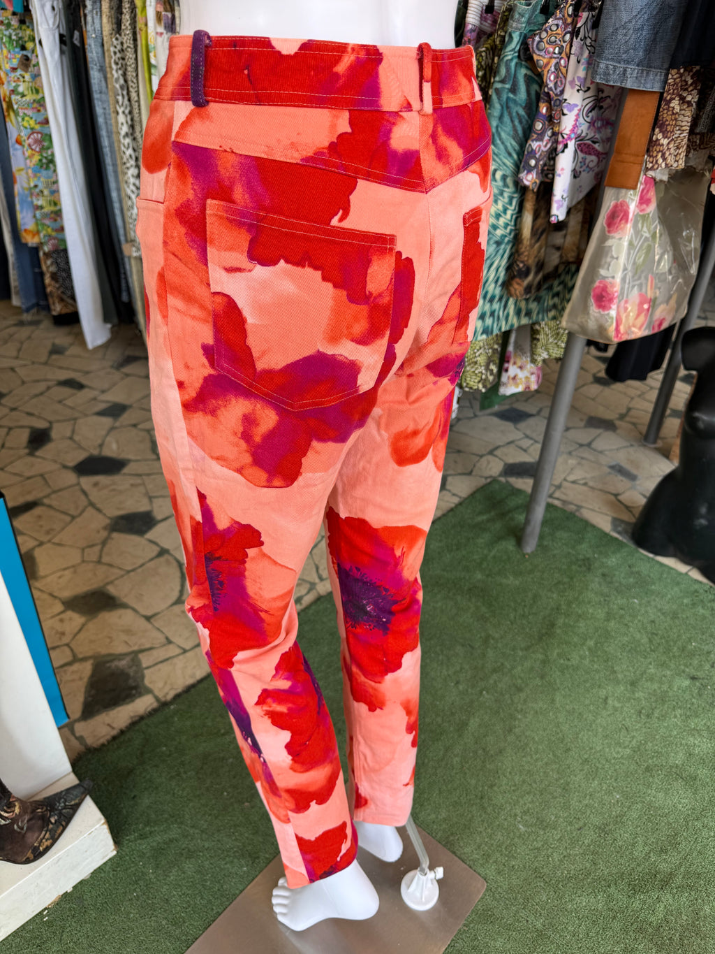 Jeans Celine SS2004 fiori di papavero