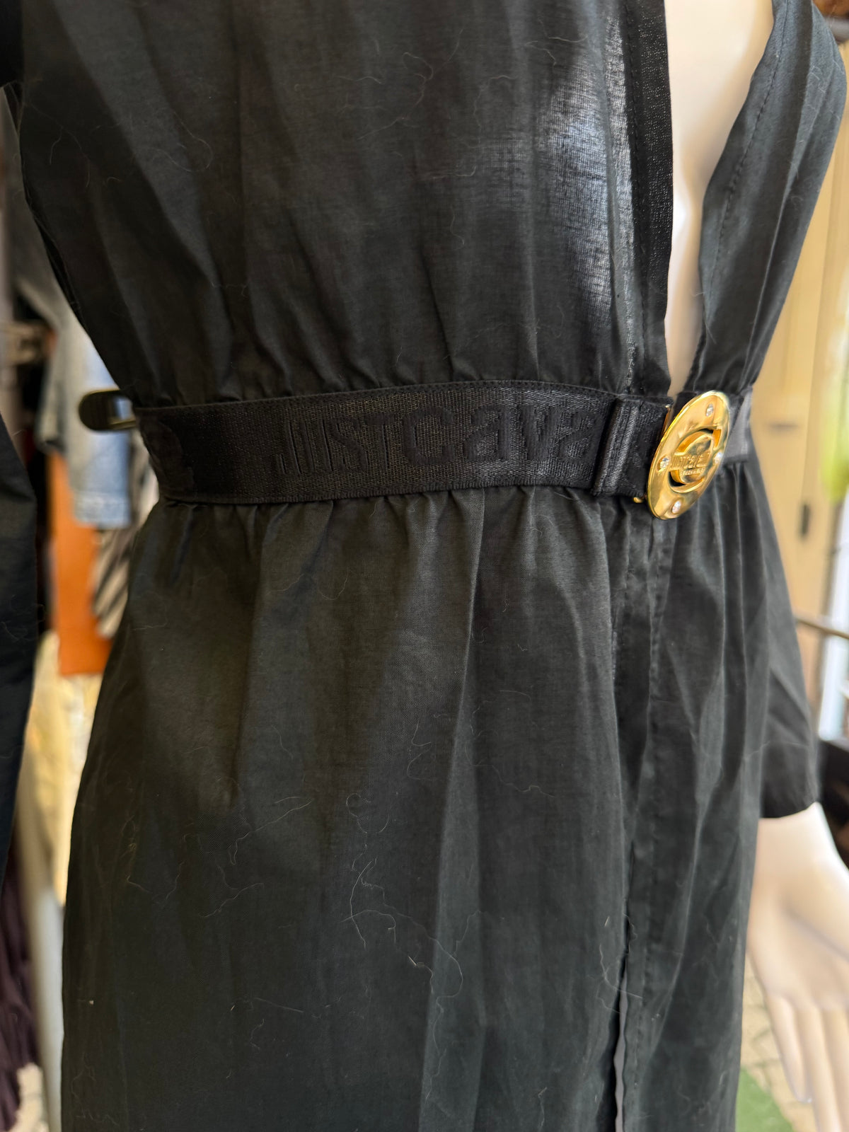 Camicia abito sopracostume Roberto Cavalli nero con gioiello oro