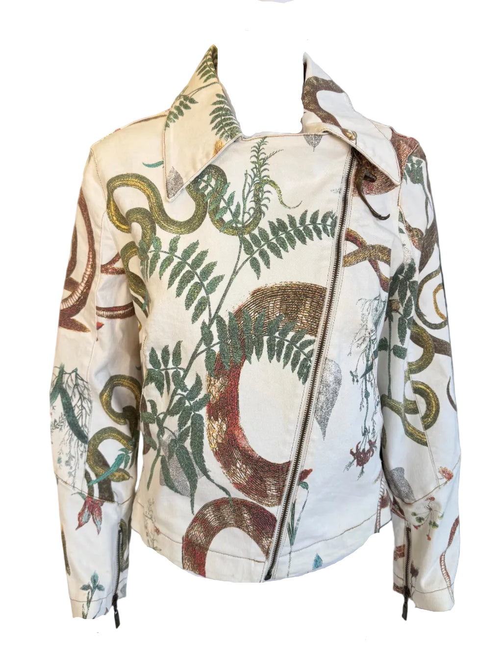 Giacca chiodo Roberto Cavalli serpente e piante 00s