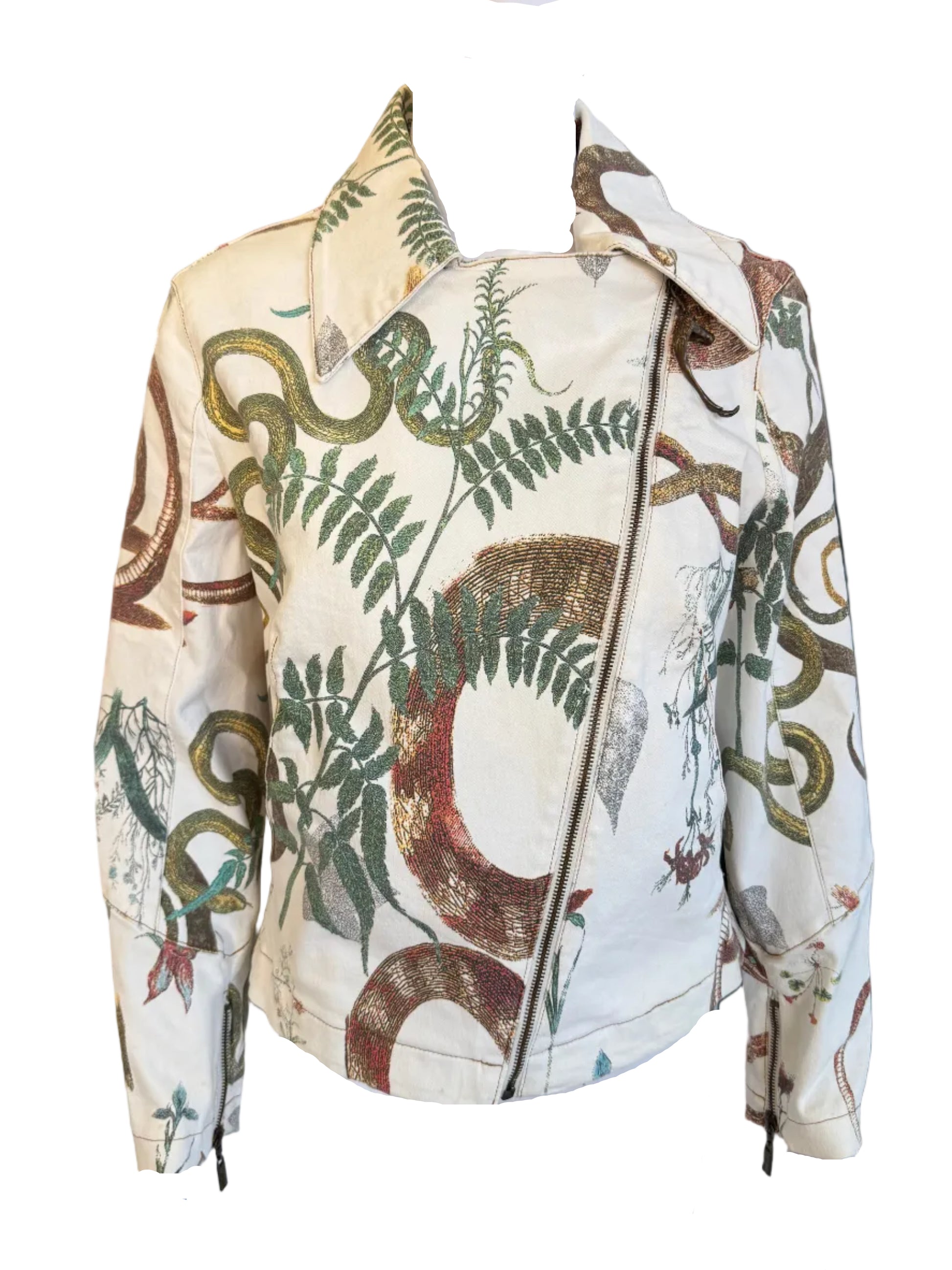 Giacca chiodo Roberto Cavalli serpente e piante 00s