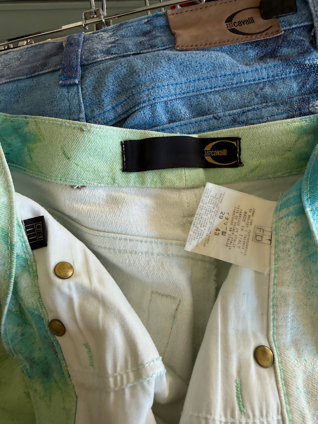 Jeans Roberto Cavalli green fish 2000s