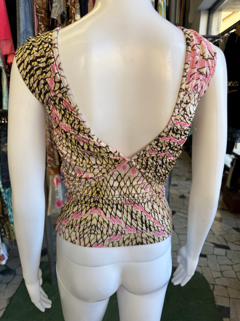 Top Roberto Cavalli squame gialle 00s