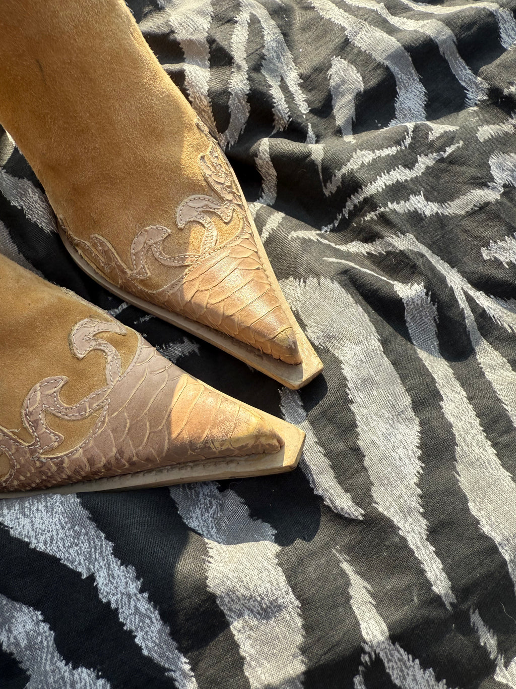 Stivali Texani cowboy pelle scamosciata e pitone