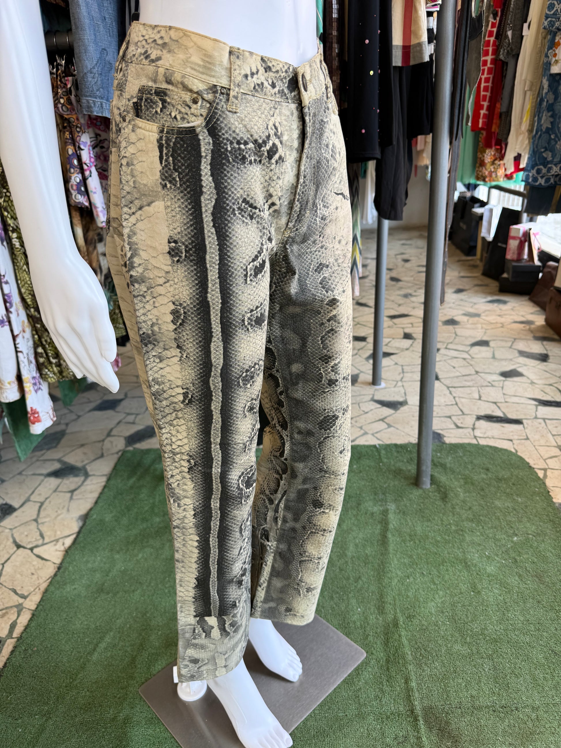 Jeans Roberto Cavalli pitone naturale 00s