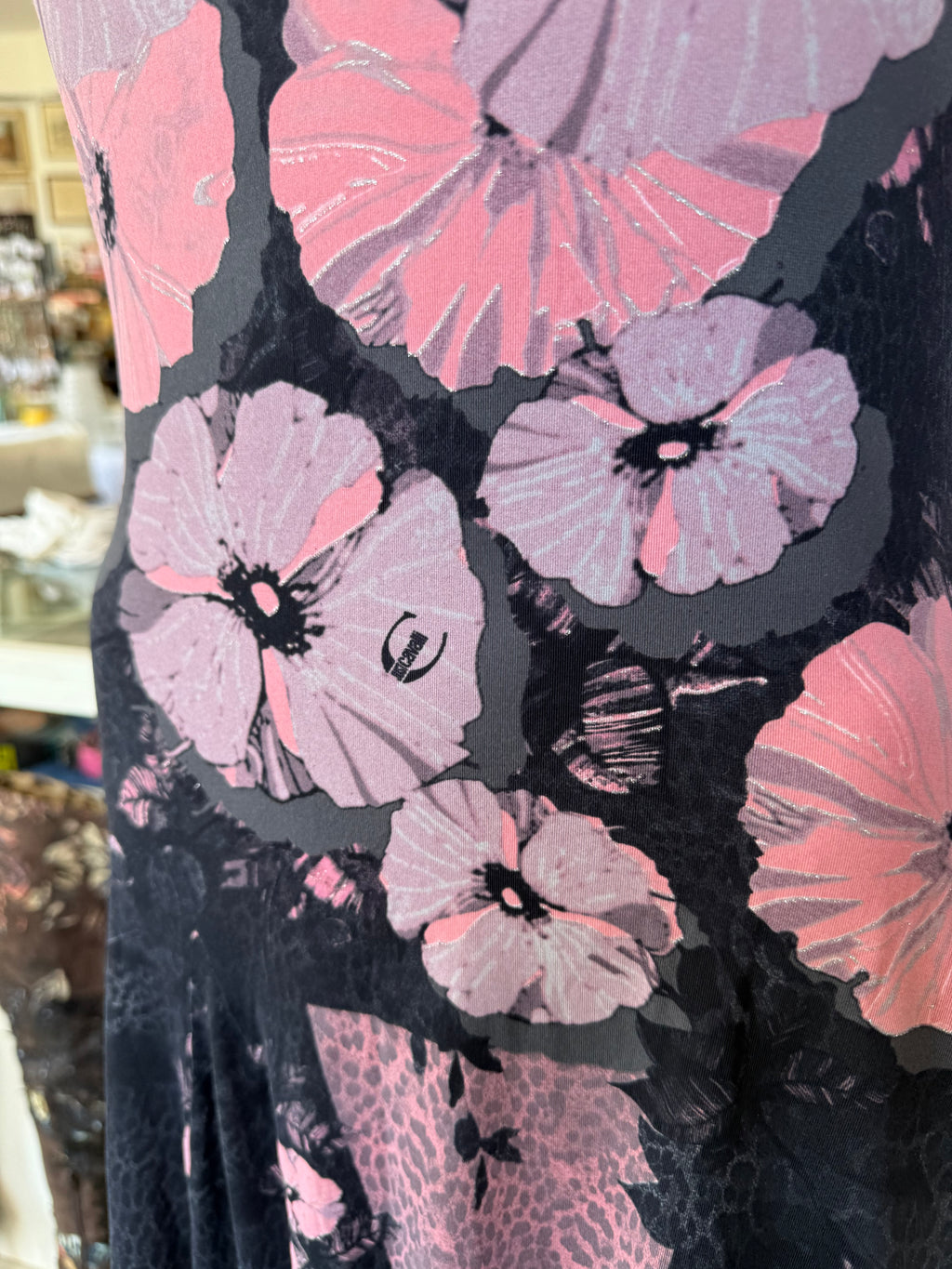Abito Roberto Cavalli fiori e righe 2000s