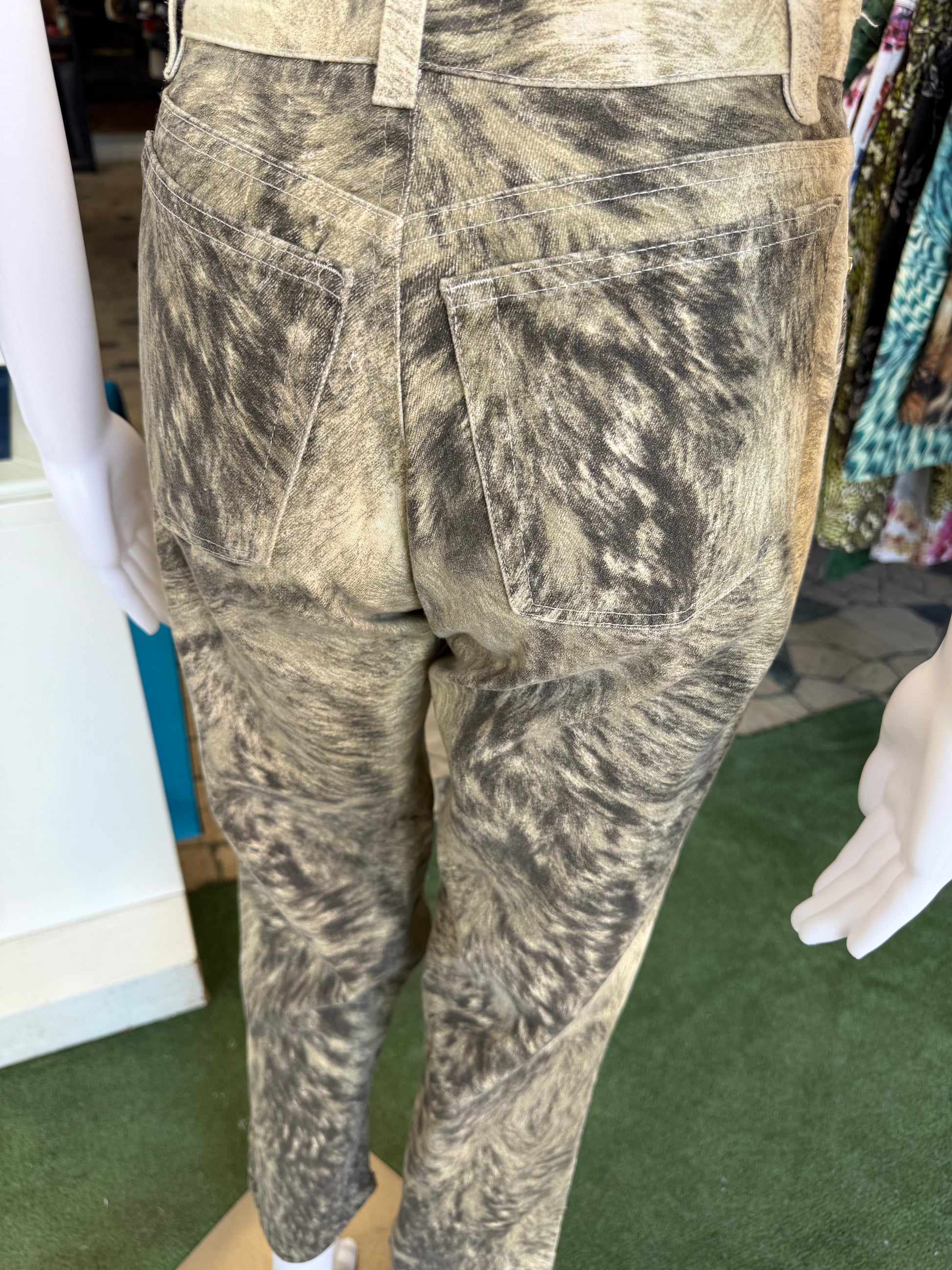 Jeans Roberto Cavalli FW1998 pelliccia lupo grigio