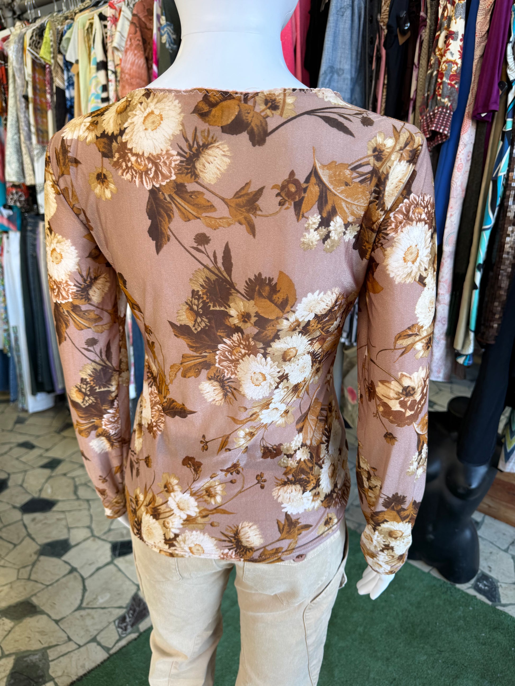 Top Roberto Cavalli manica lunga floreale 00s