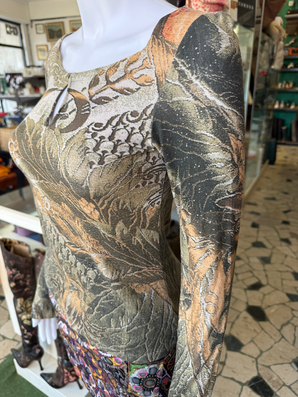 Top Roberto Cavalli fine 90s bosco e piante