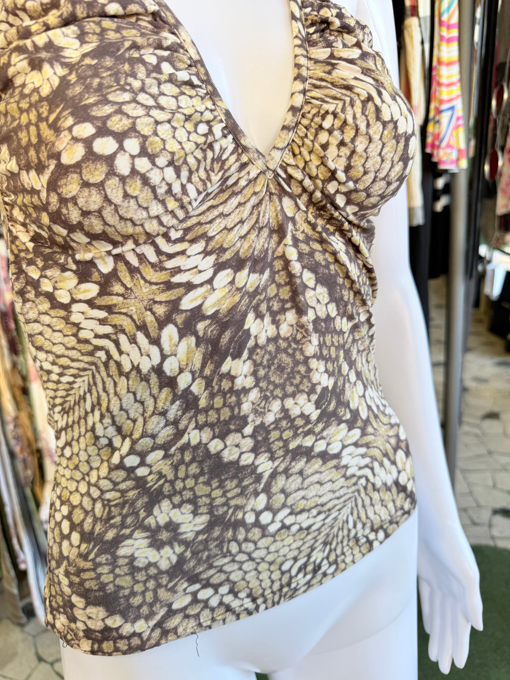 Top Roberto Cavalli pitone marrone 00s
