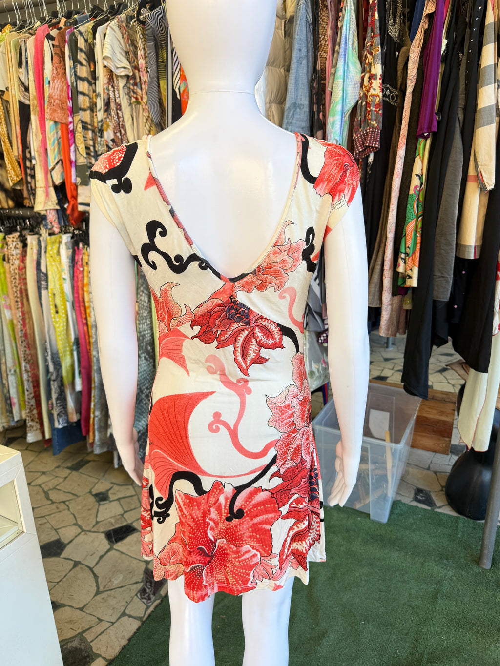 Abito Roberto Cavalli fiori d’ibisco 00s