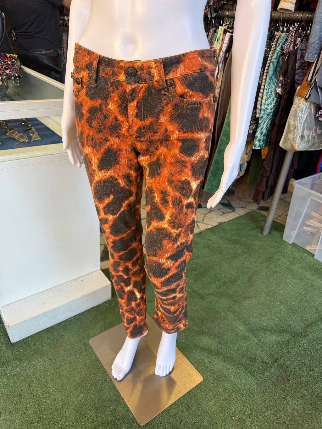 Jeans Roberto Cavalli animalier/ lava infuocata 00s
