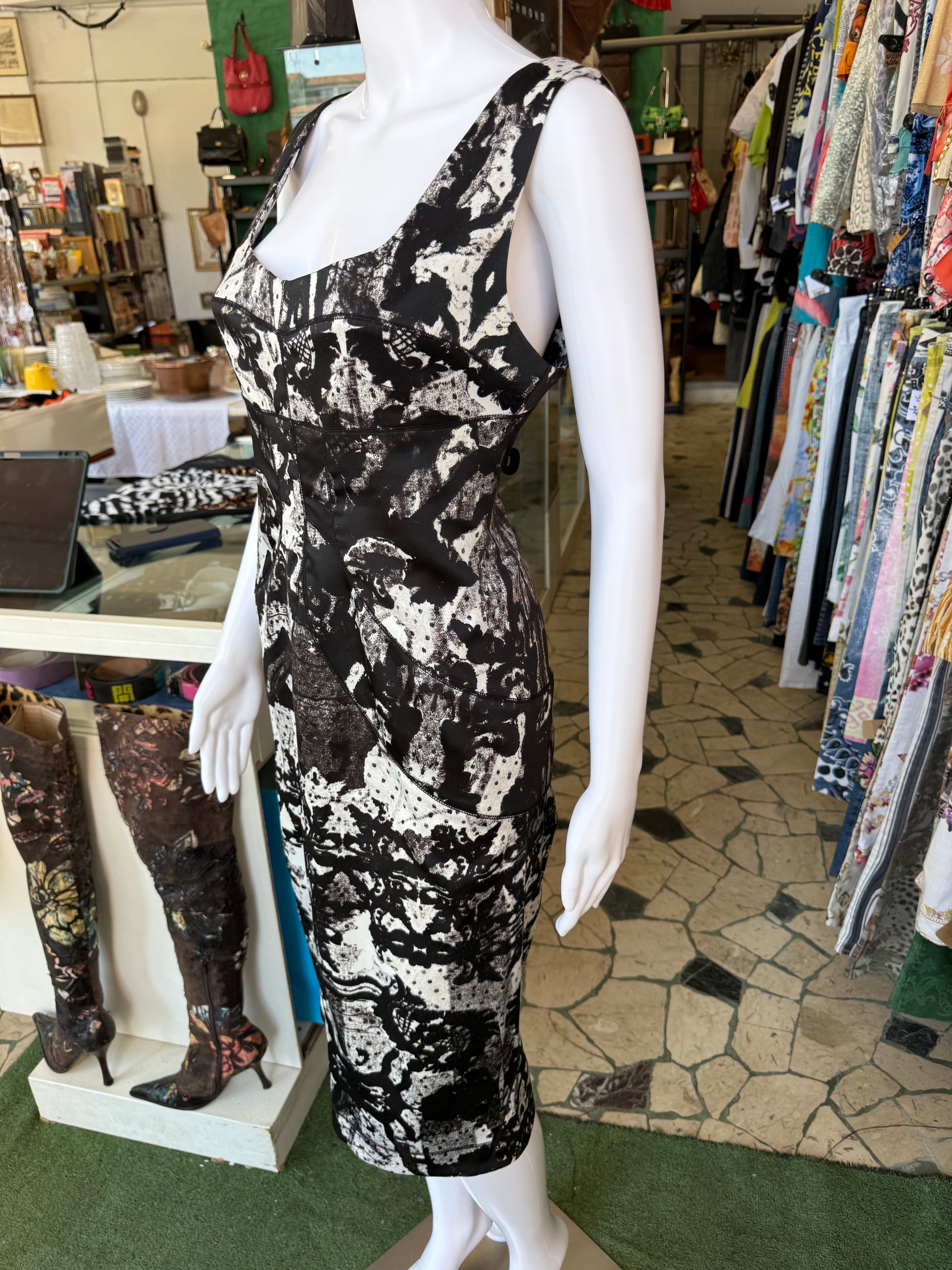 Abito Roberto Cavalli stampa pizzo 00s