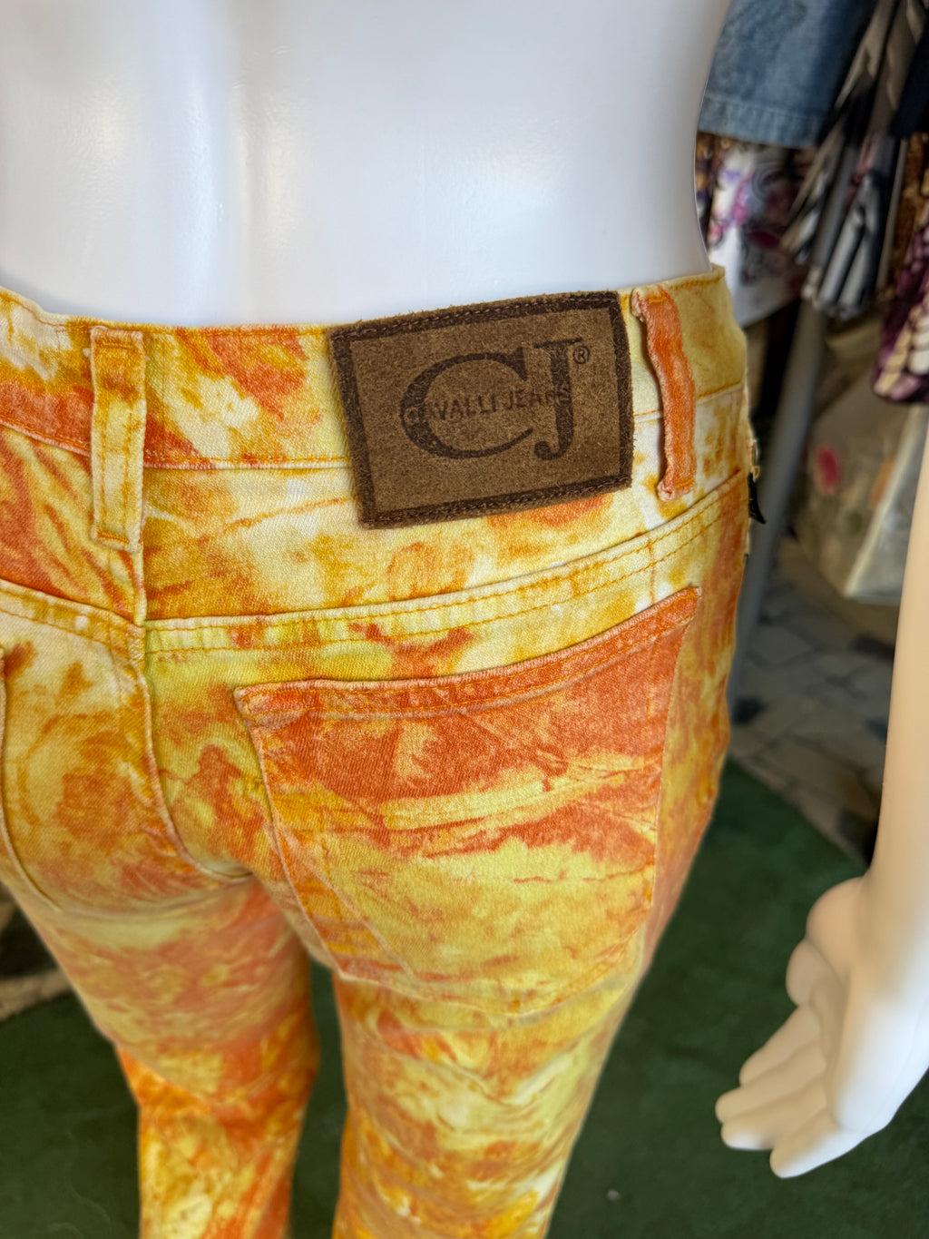 Jeans Roberto Cavalli  fiori arancioni 90s