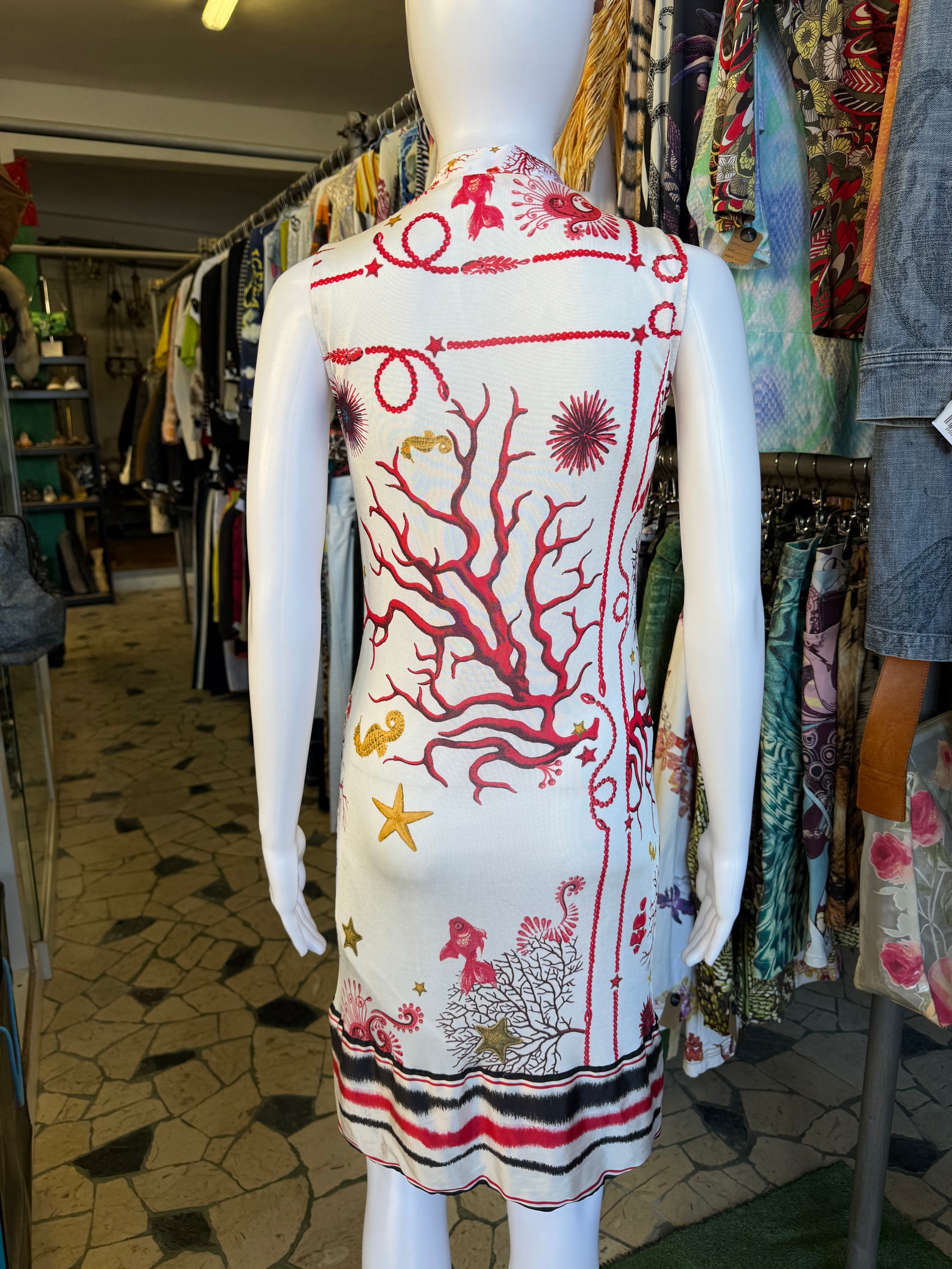 Abito Roberto Cavalli mare, coralli e pesci  2000s