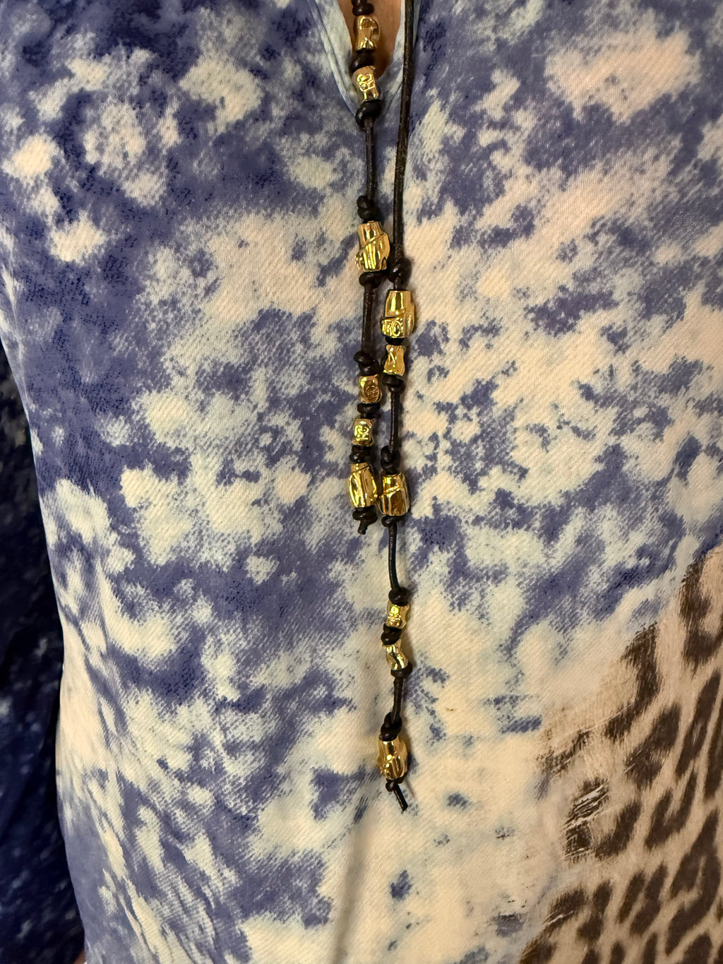 Top manica lunga leopardo e oceano Roberto Cavalli FW2001