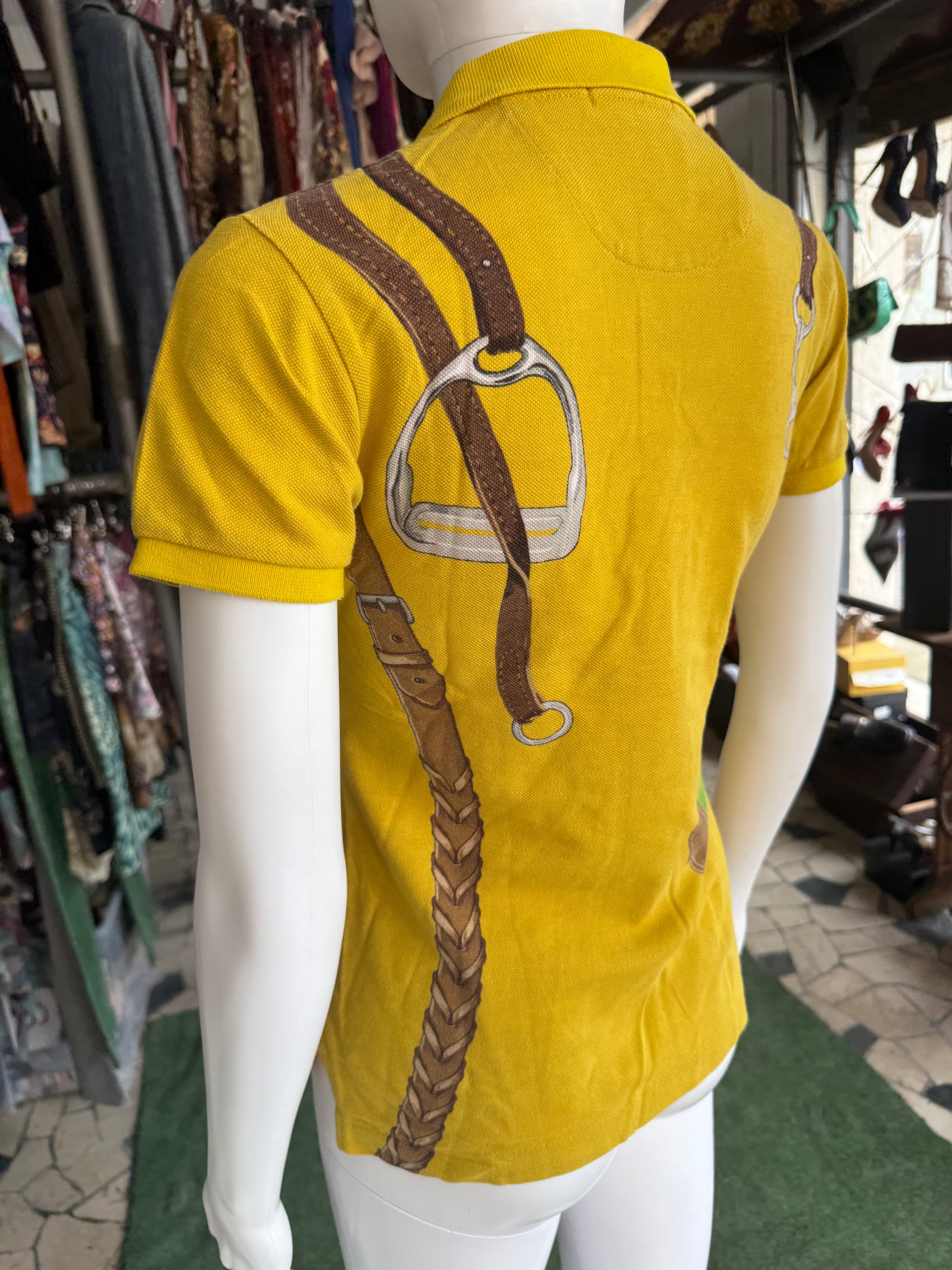 Polo Ralph Lauren stampa equestre speroni e cinghie 00s
