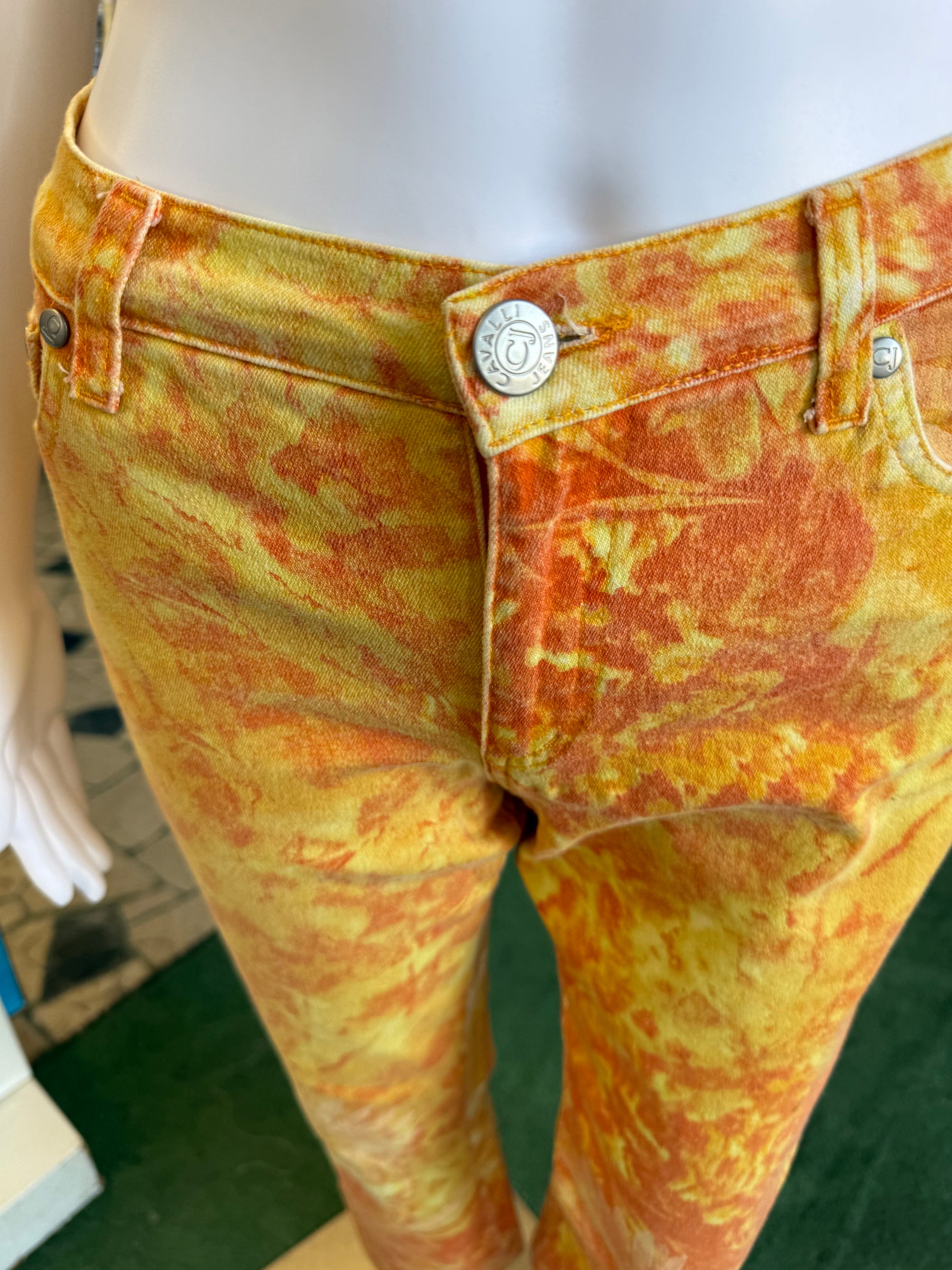 Jeans Roberto Cavalli  fiori arancioni 90s