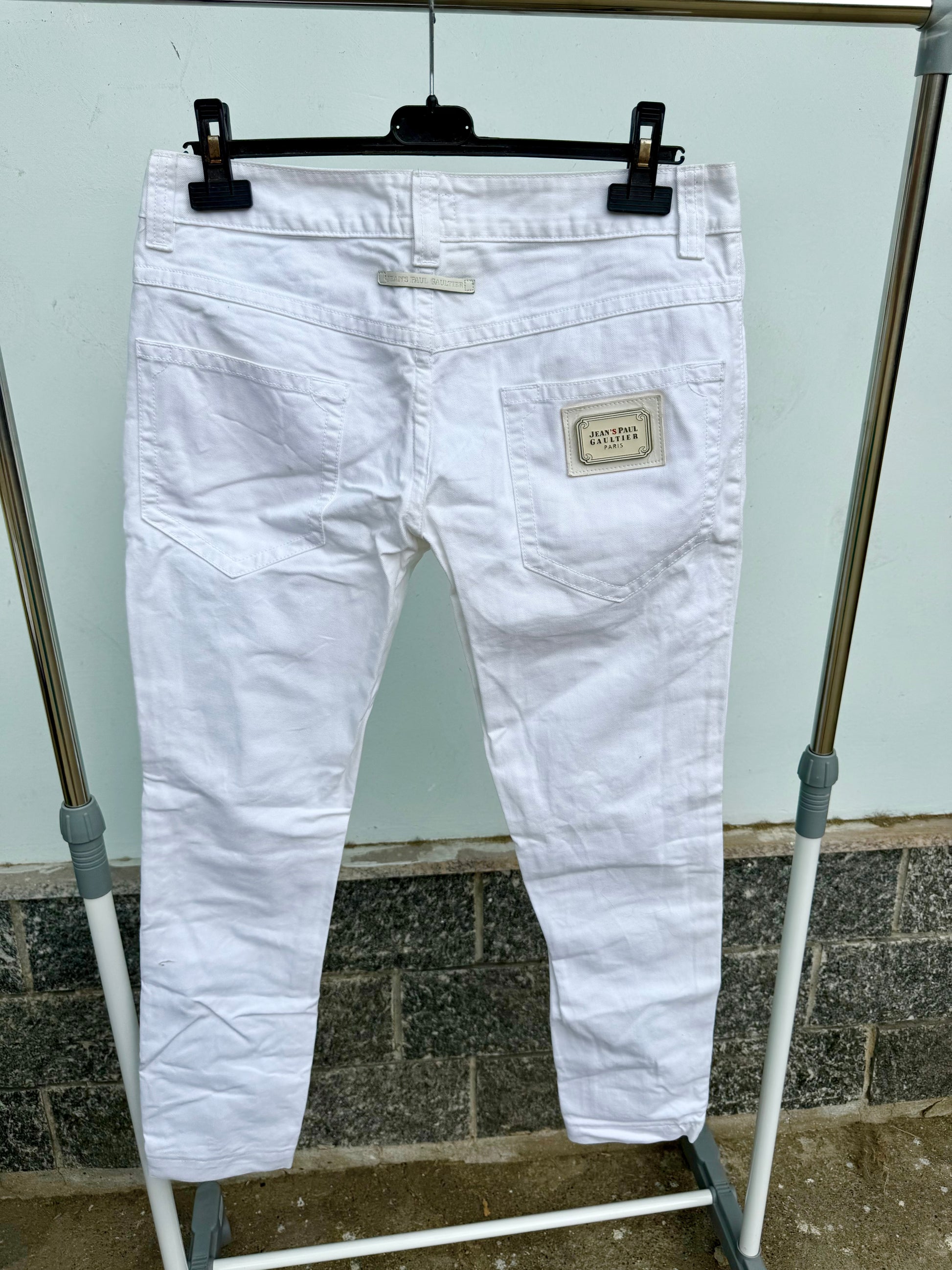 Jeans Jean Paul Gaultier con dettagli in pelle