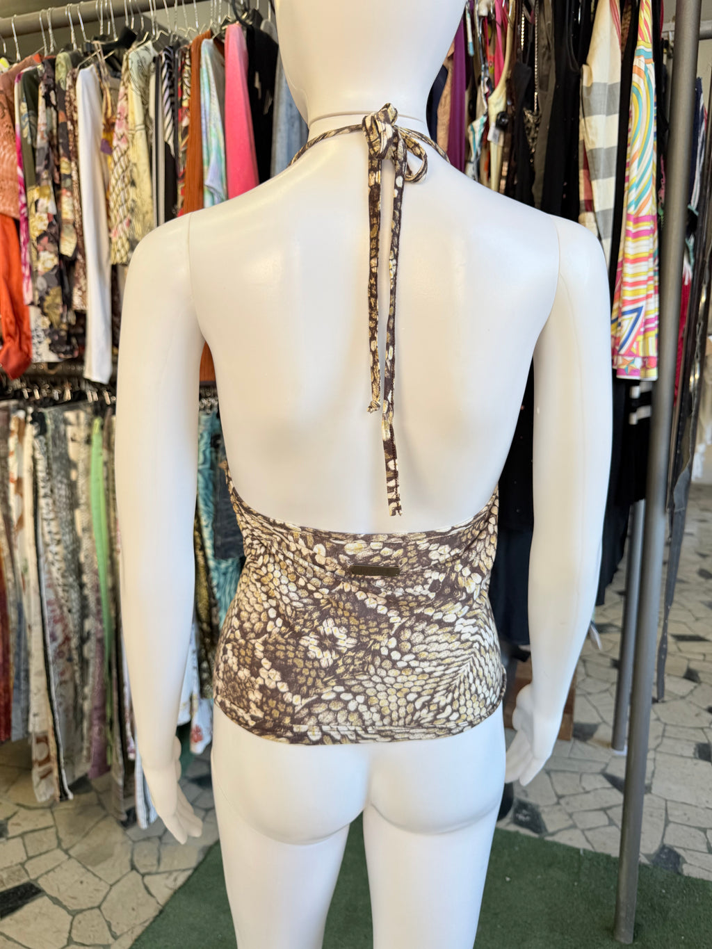 Top Roberto Cavalli pitone marrone 00s