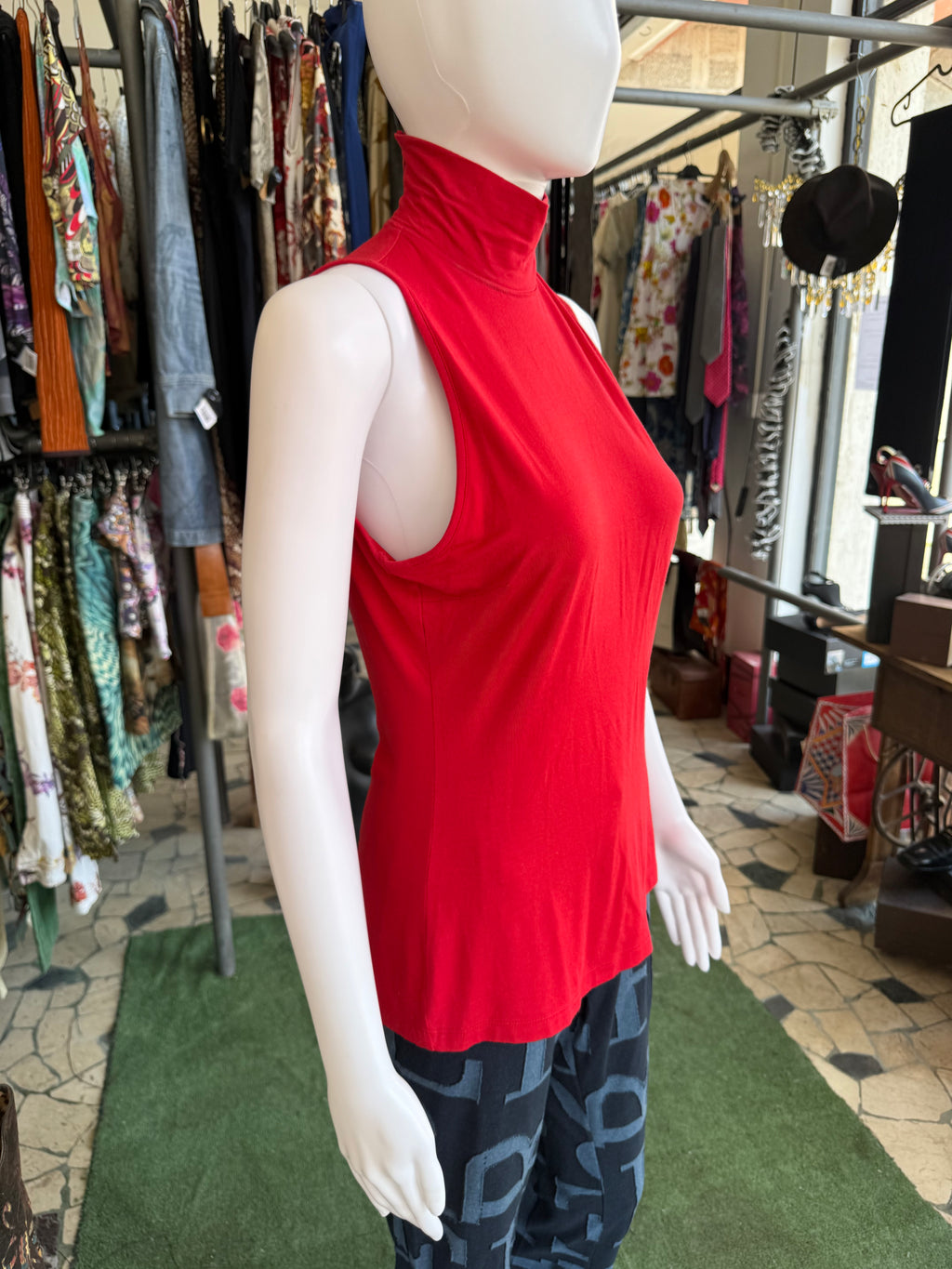 Top smanicato Gianfranco Ferrè rosso 00s