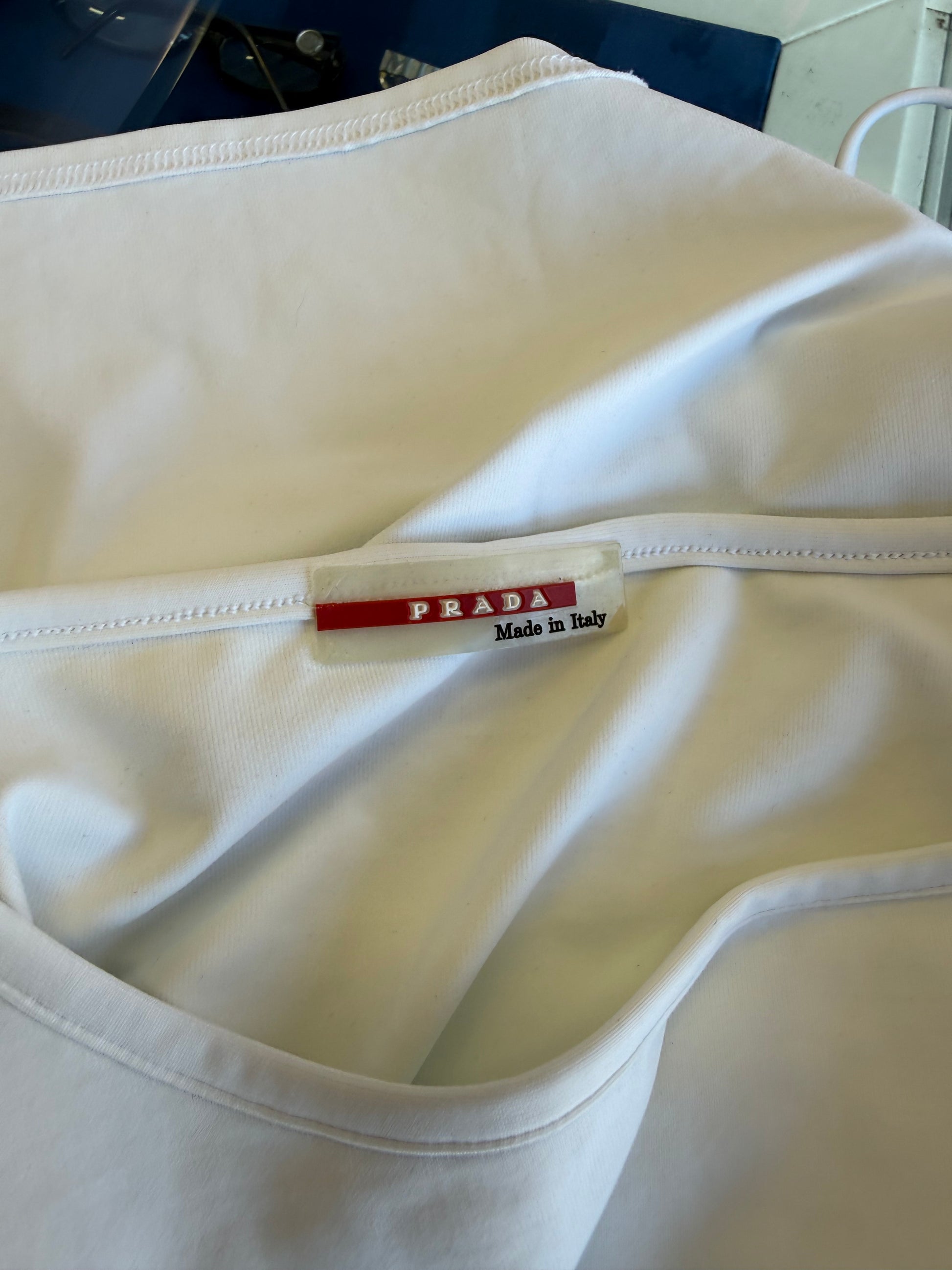 Top Prada schiena scoperta bianco 90s