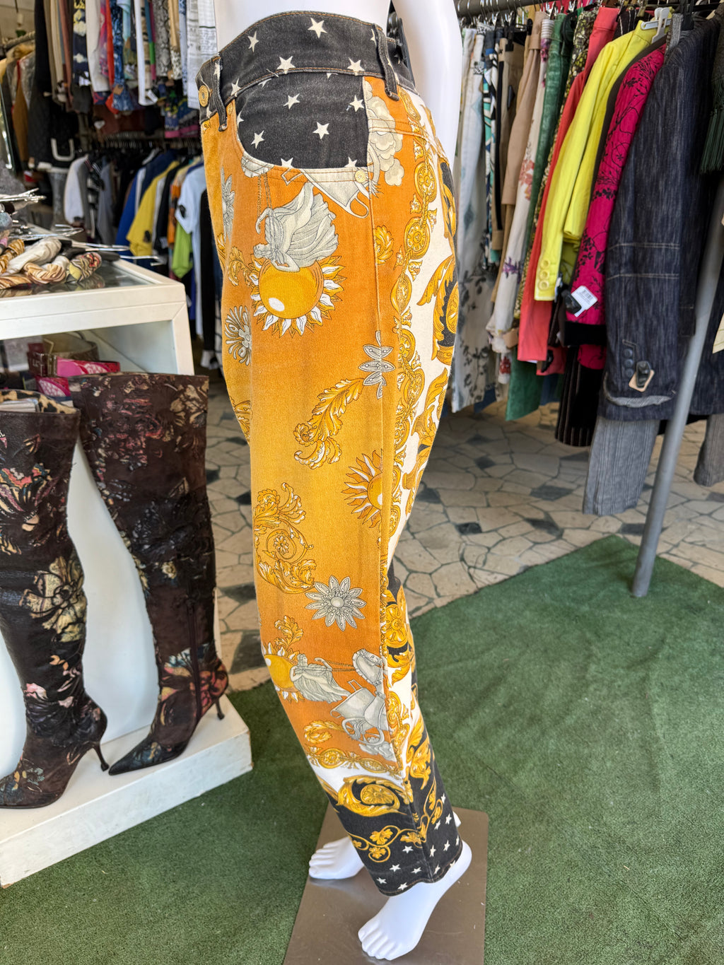 Jeans Roberto Cavalli barocco Pegaso 1990s