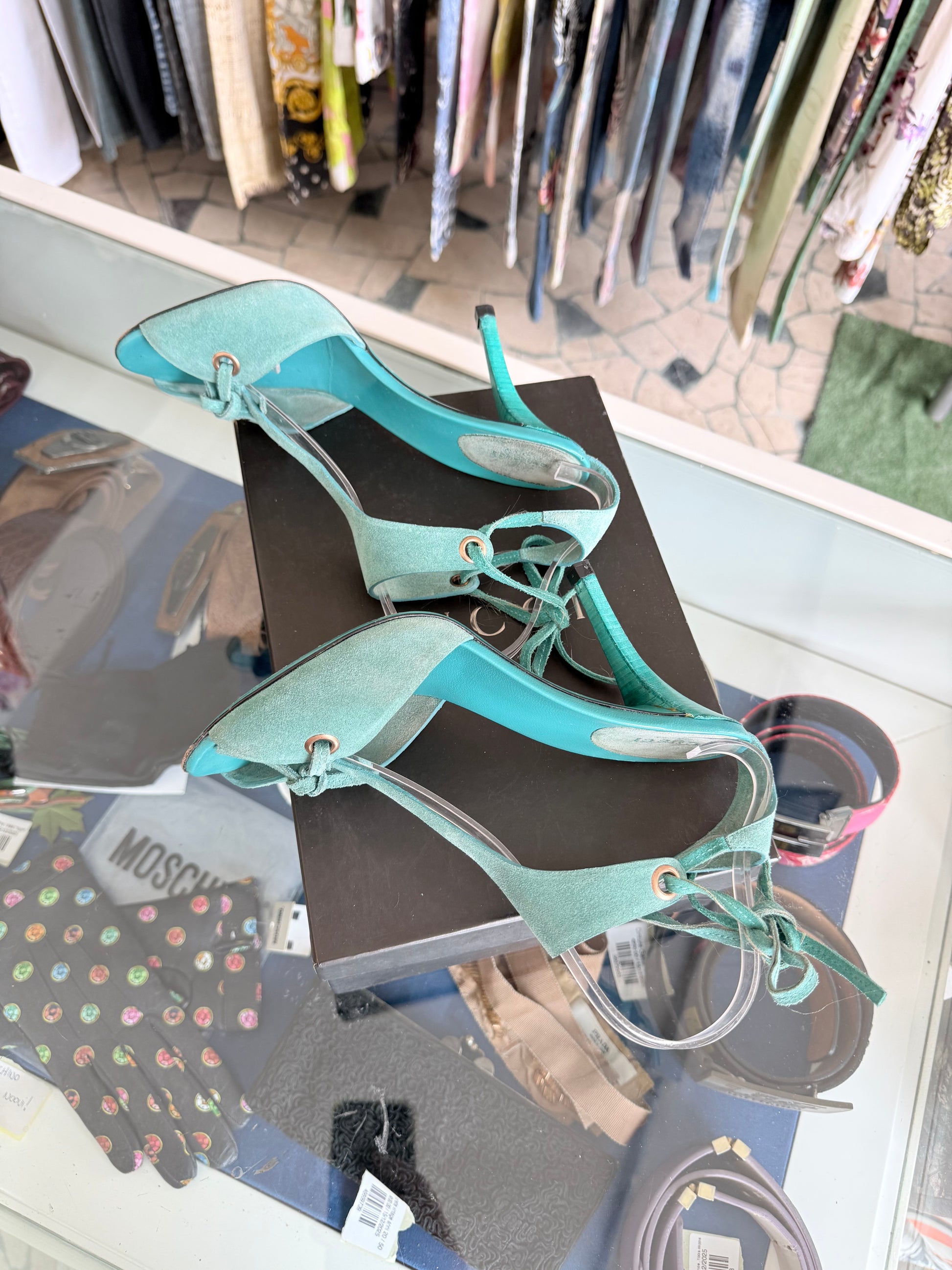 Sandali Gucci verde acqua 2000s