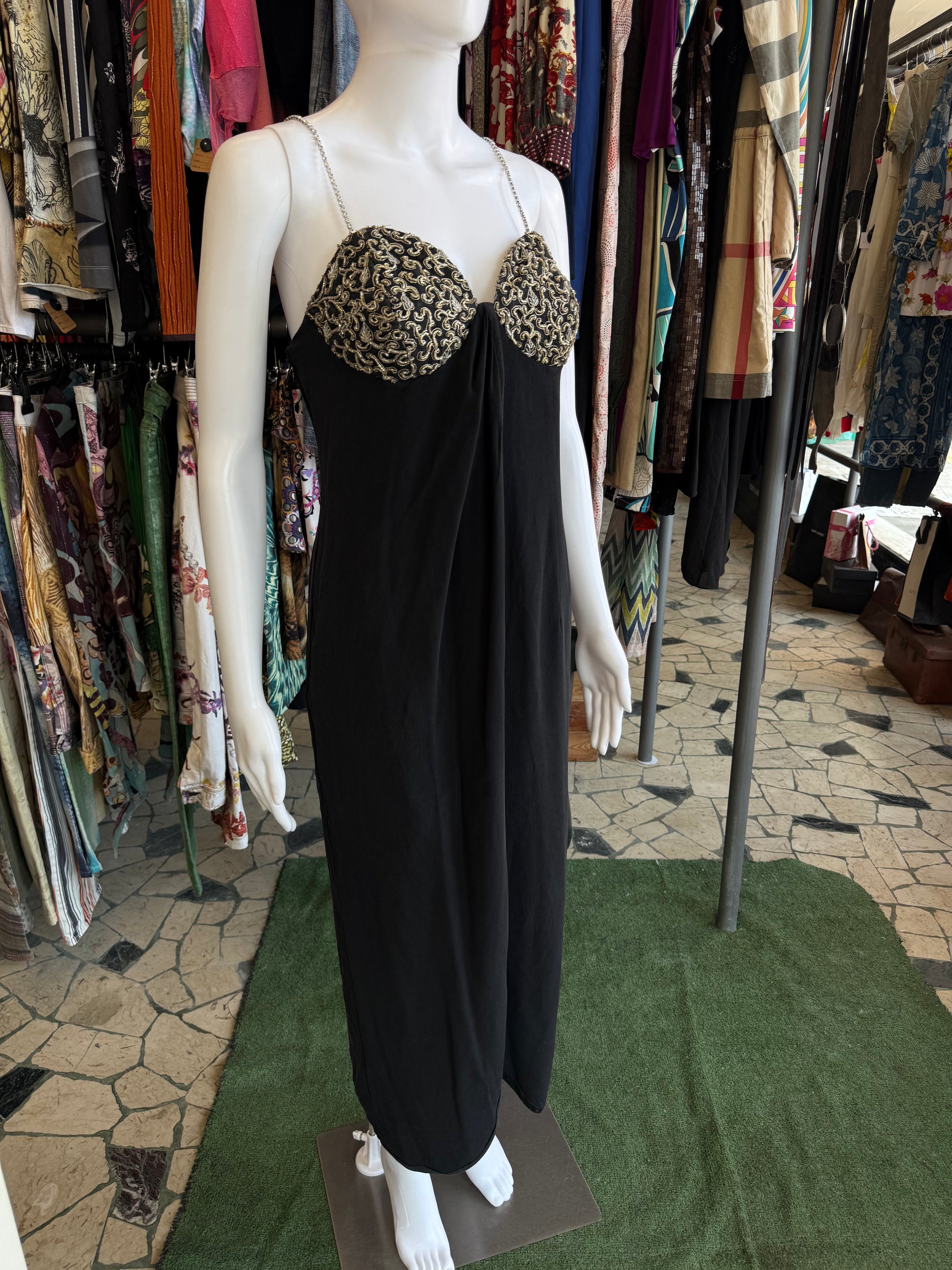 Abito Gai Mattiolo Couture 90s ricami e cristalli