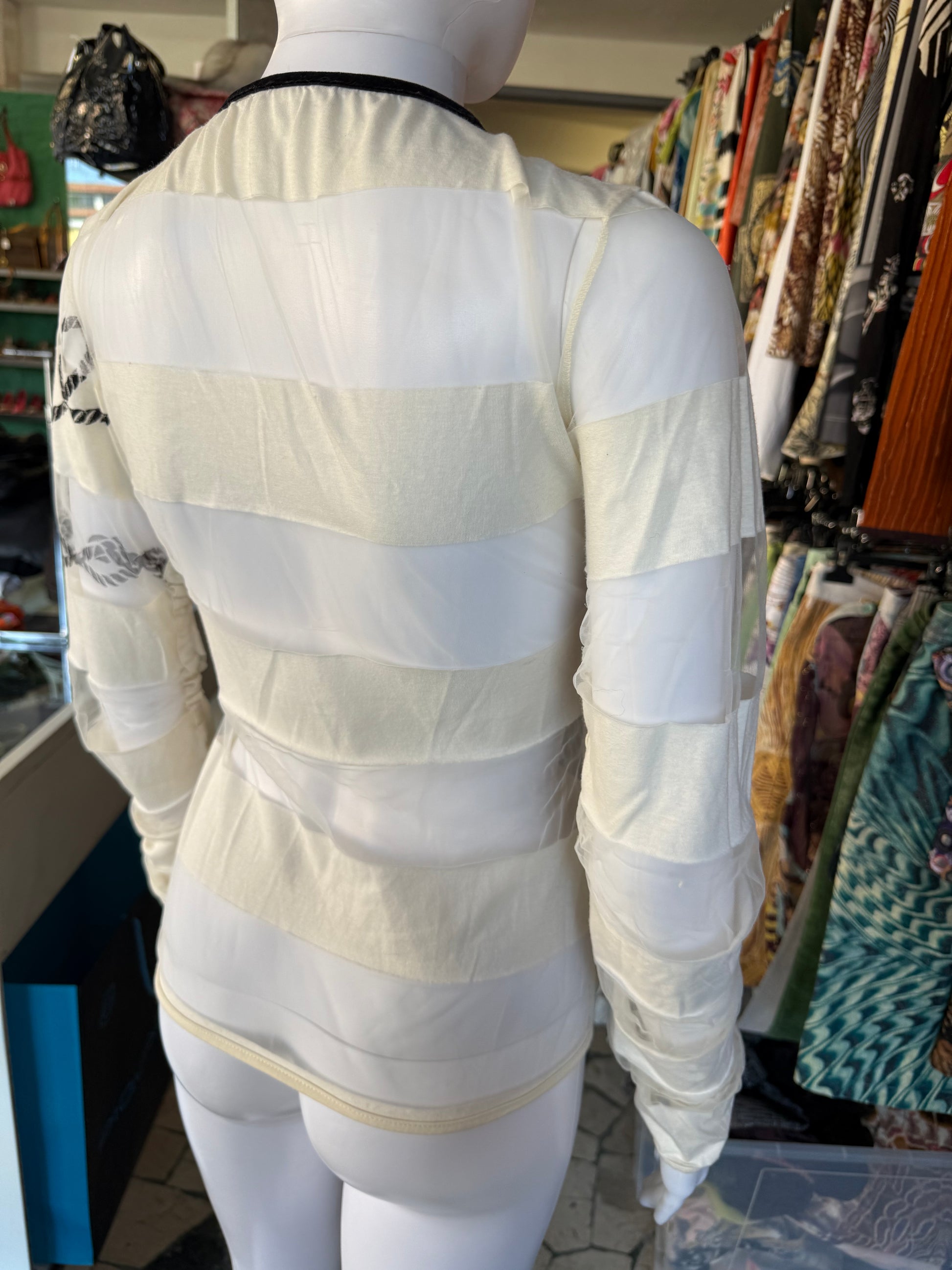 Top Gianfranco Ferrè drago su mesh 00s
