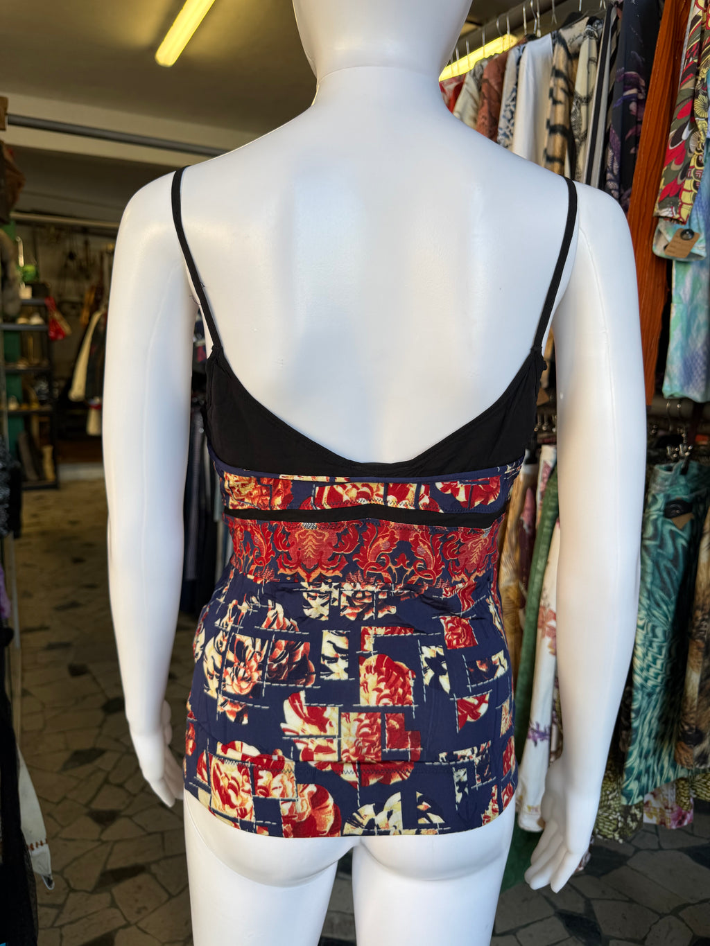 Top Roberto Cavalli just fiori patchwork 2000s